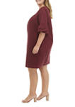 Plus Size Short Sleeve Lace Detail Mini Dress