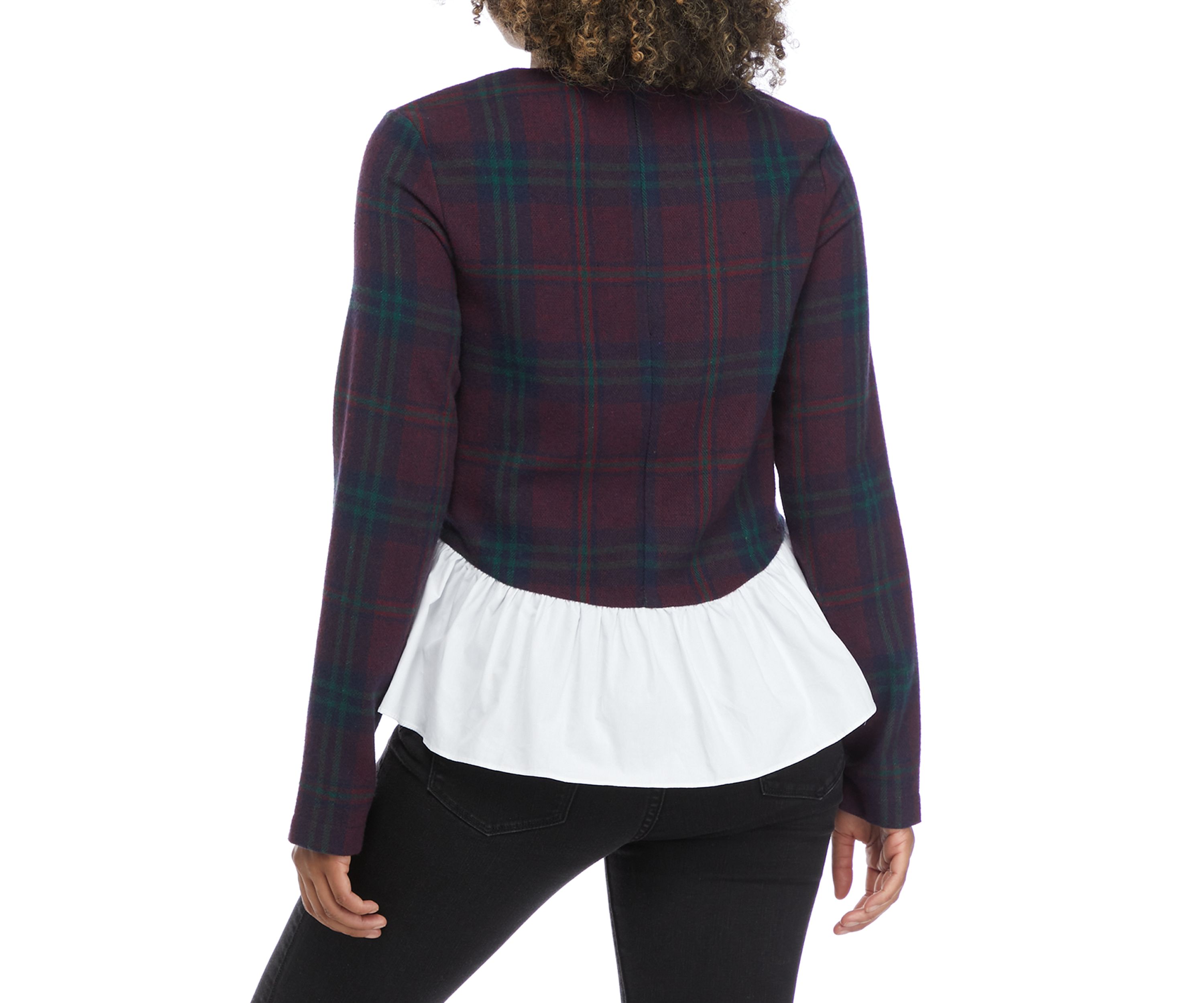 Womens Plaid to Knit Woven Popover