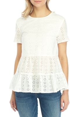 ENGLISH FACTORY Eyelet Lace Babydoll Top | belk