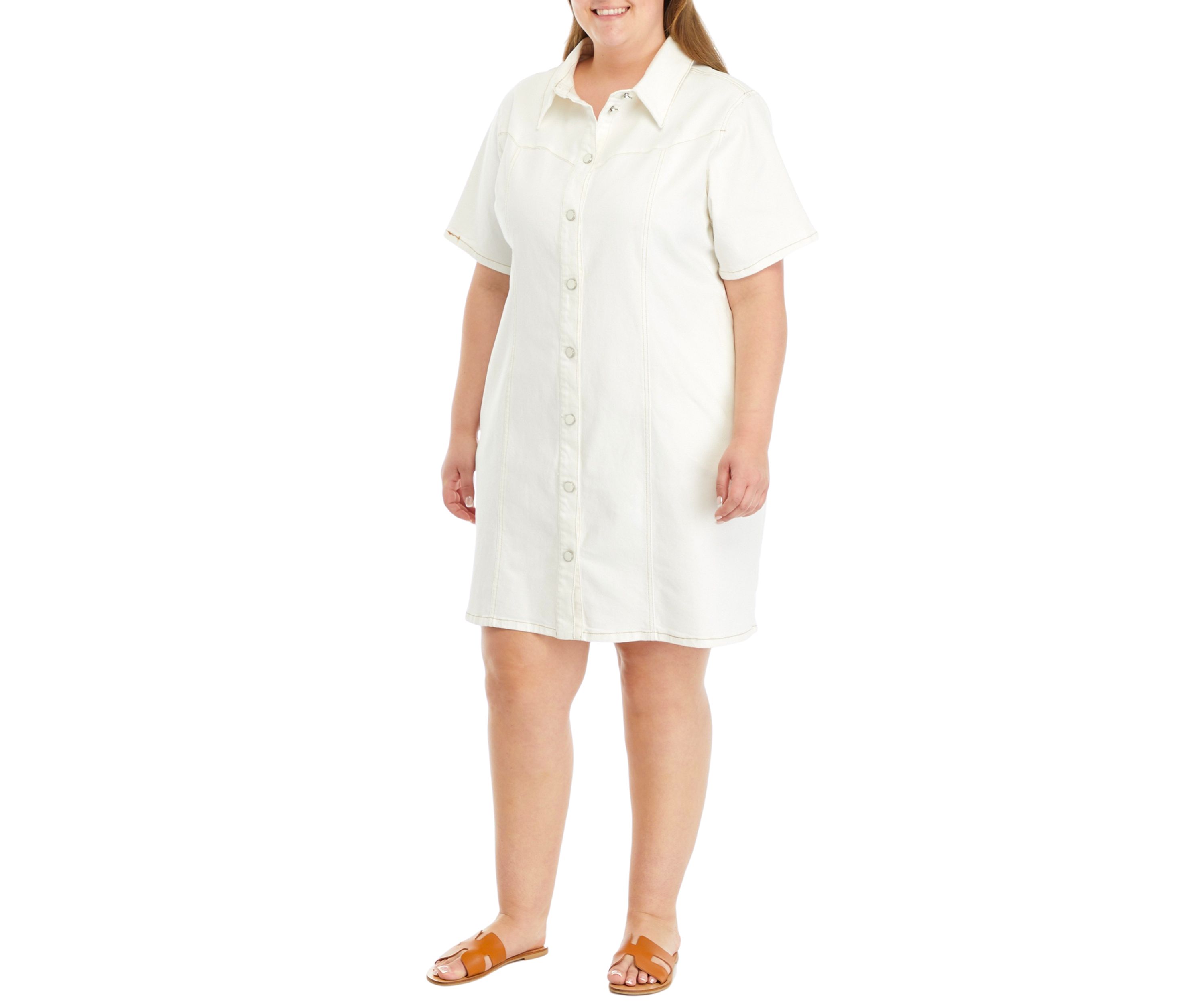 Plus Size Washed Denim Mini Dress