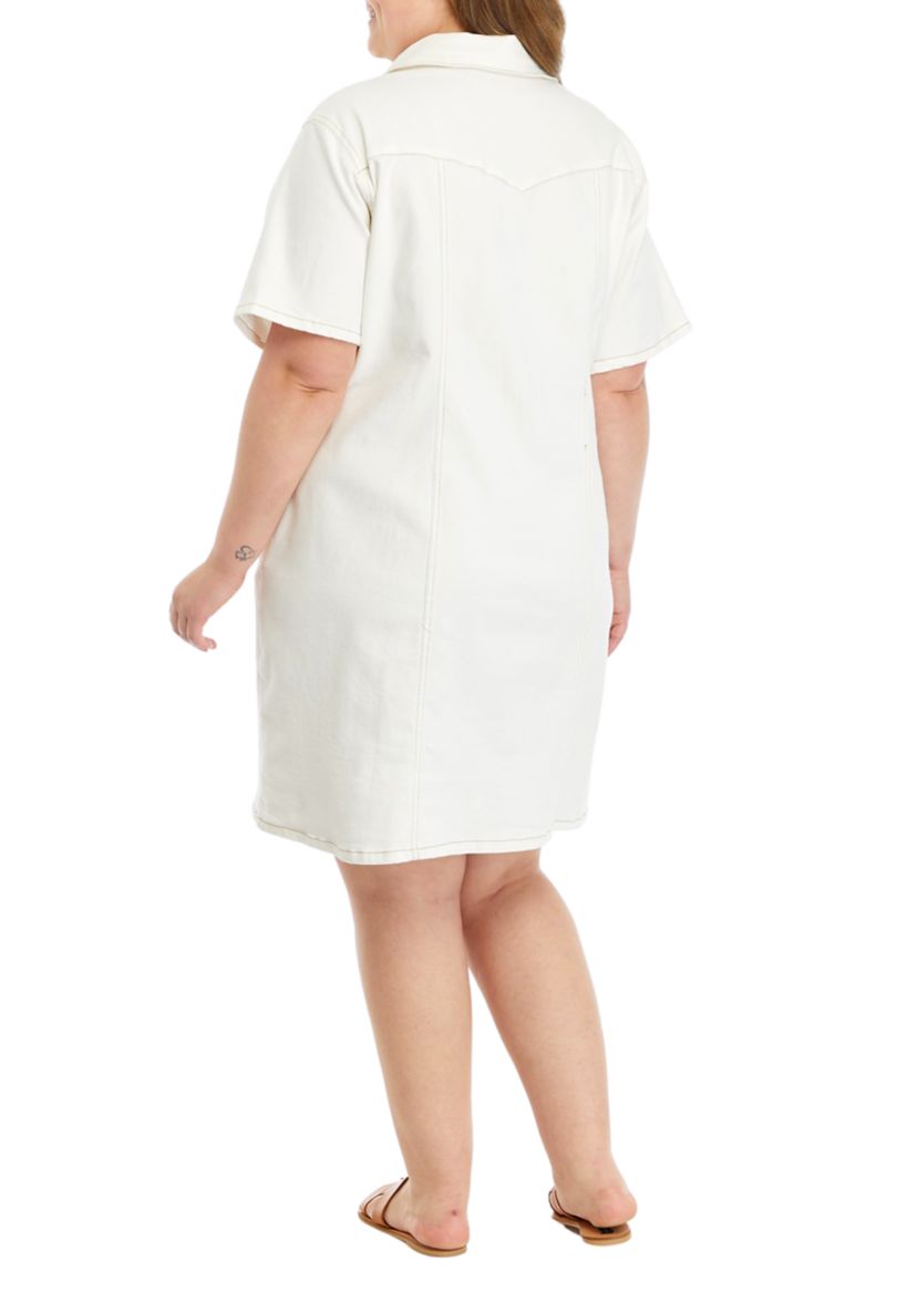Plus Size Washed Denim Mini Dress