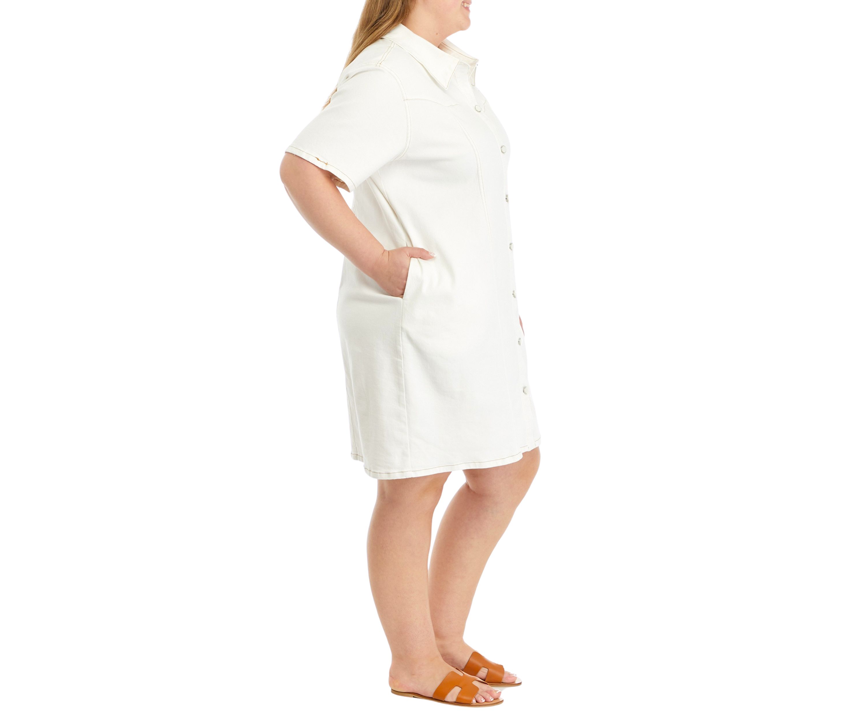 Plus Size Washed Denim Mini Dress