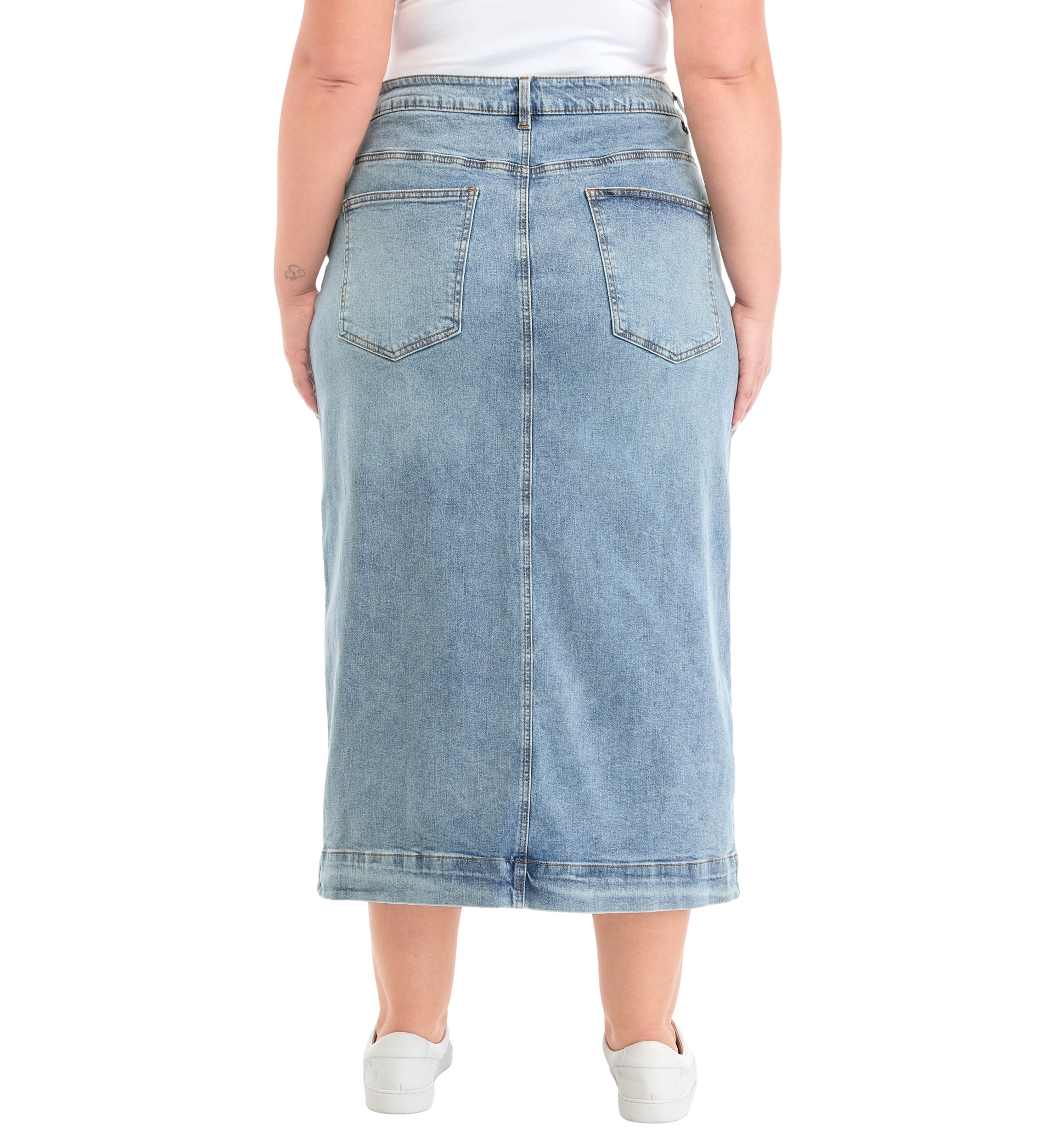 Plus Size High Waist Long Denim Skirt