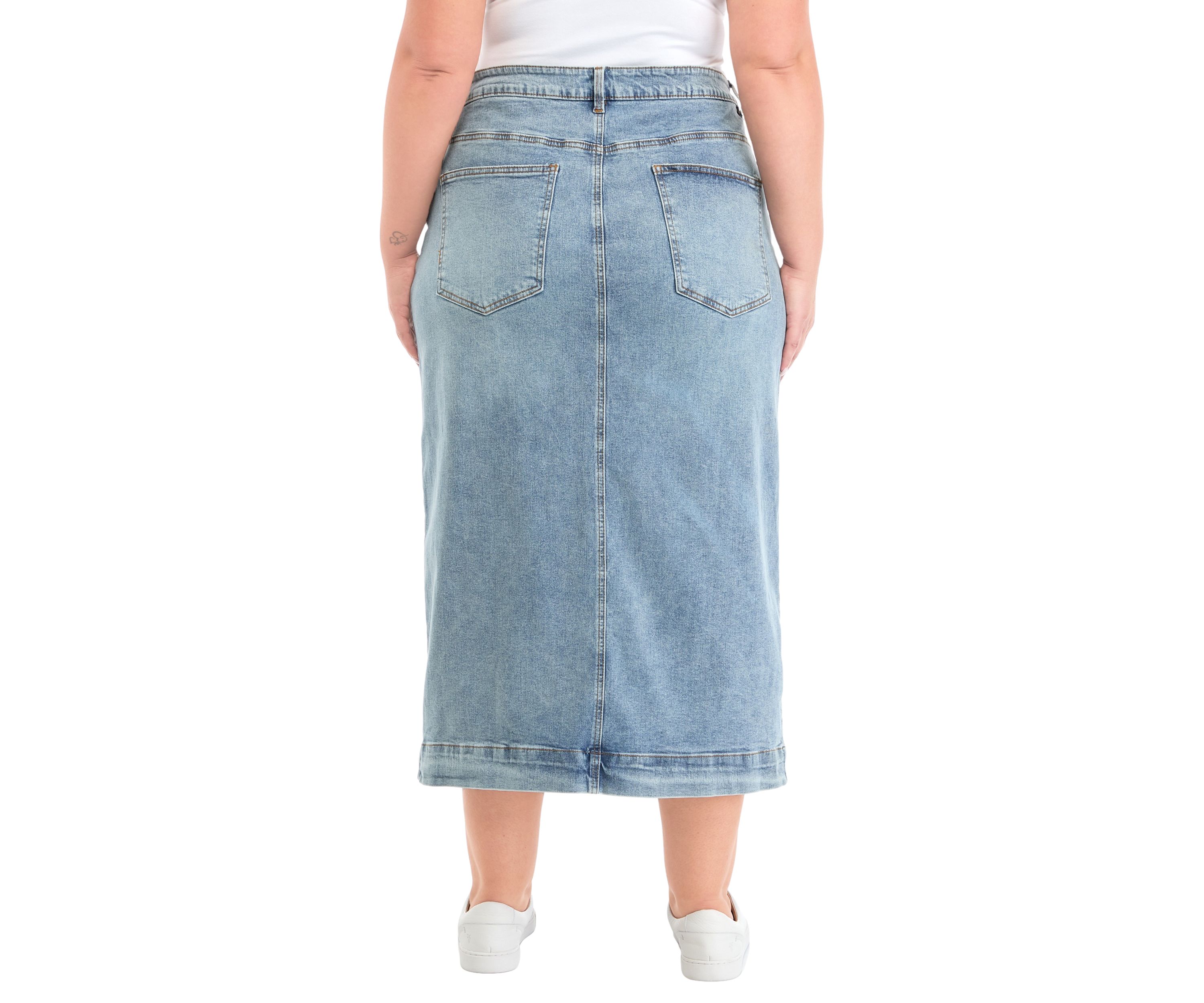Plus Size High Waist Long Denim Skirt