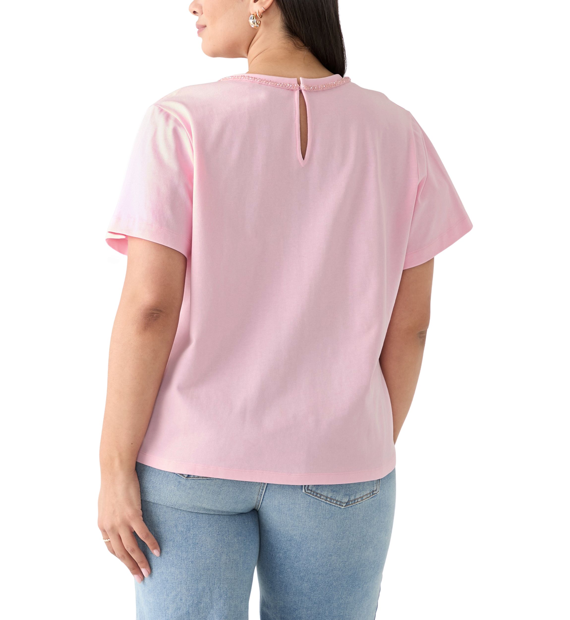 Plus Size Beaded Bow T-Shirt