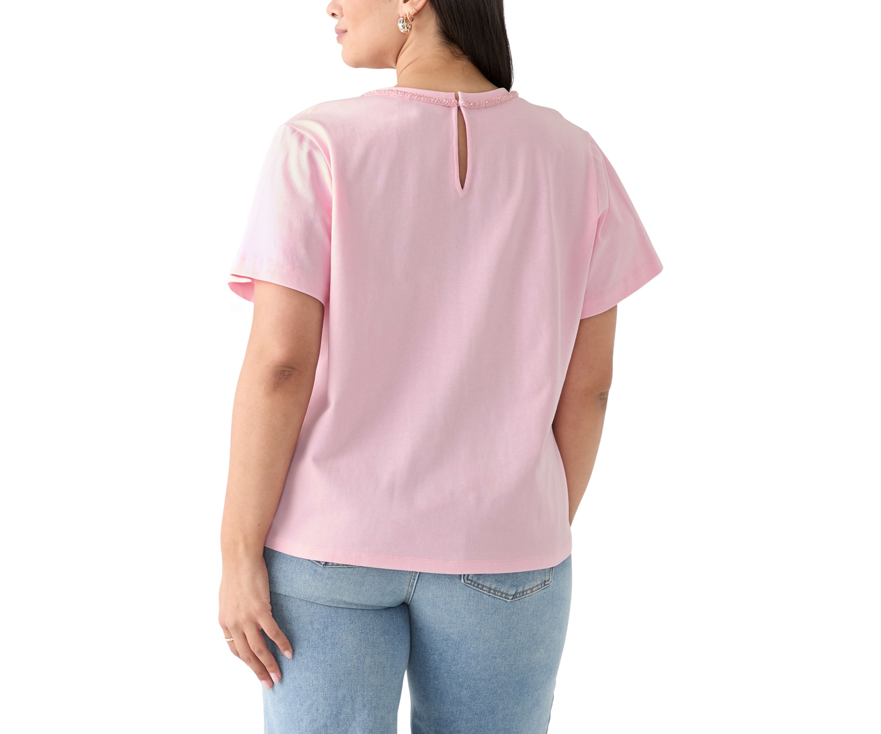 Plus Size Beaded Bow T-Shirt