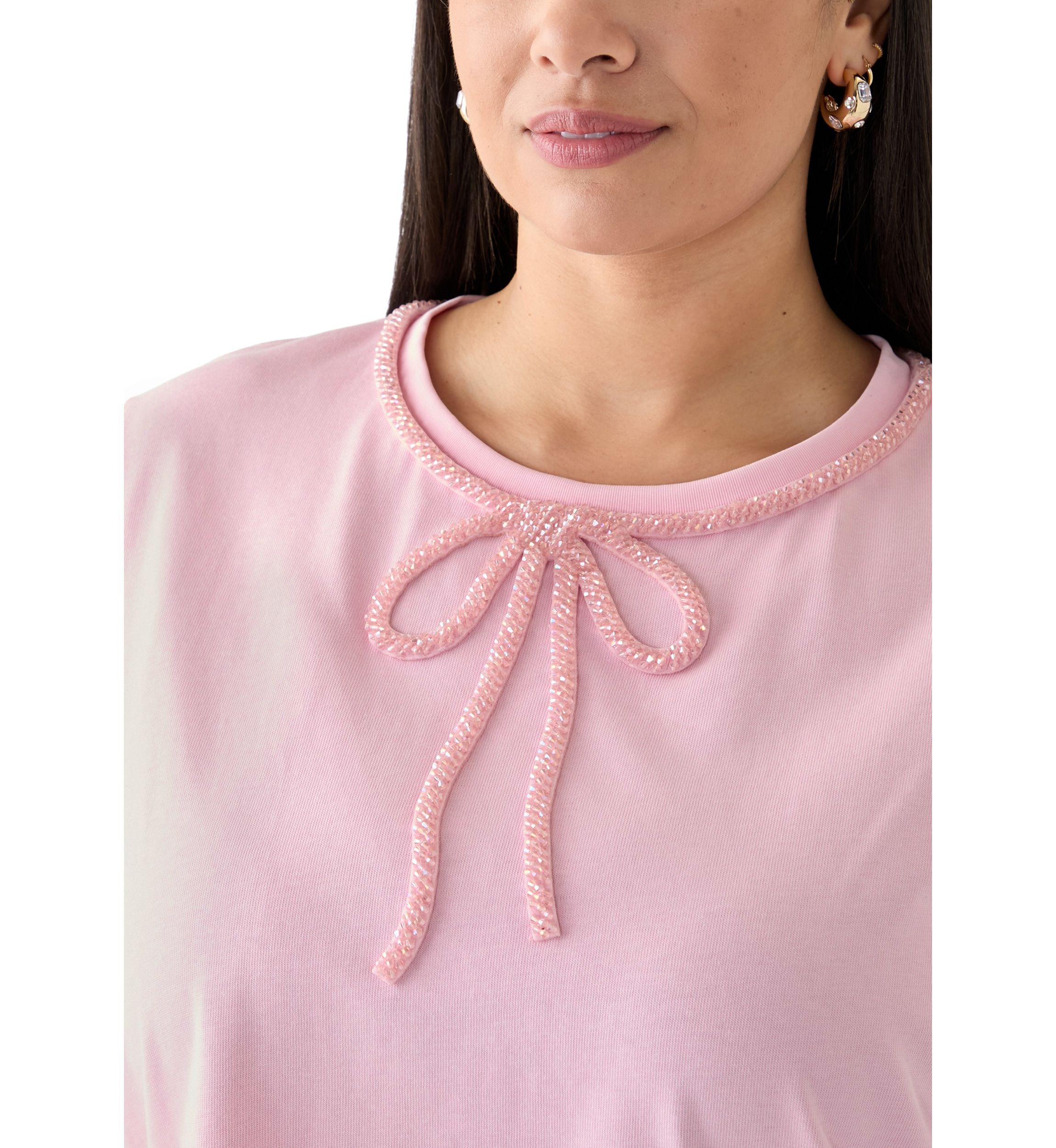 Plus Size Beaded Bow T-Shirt