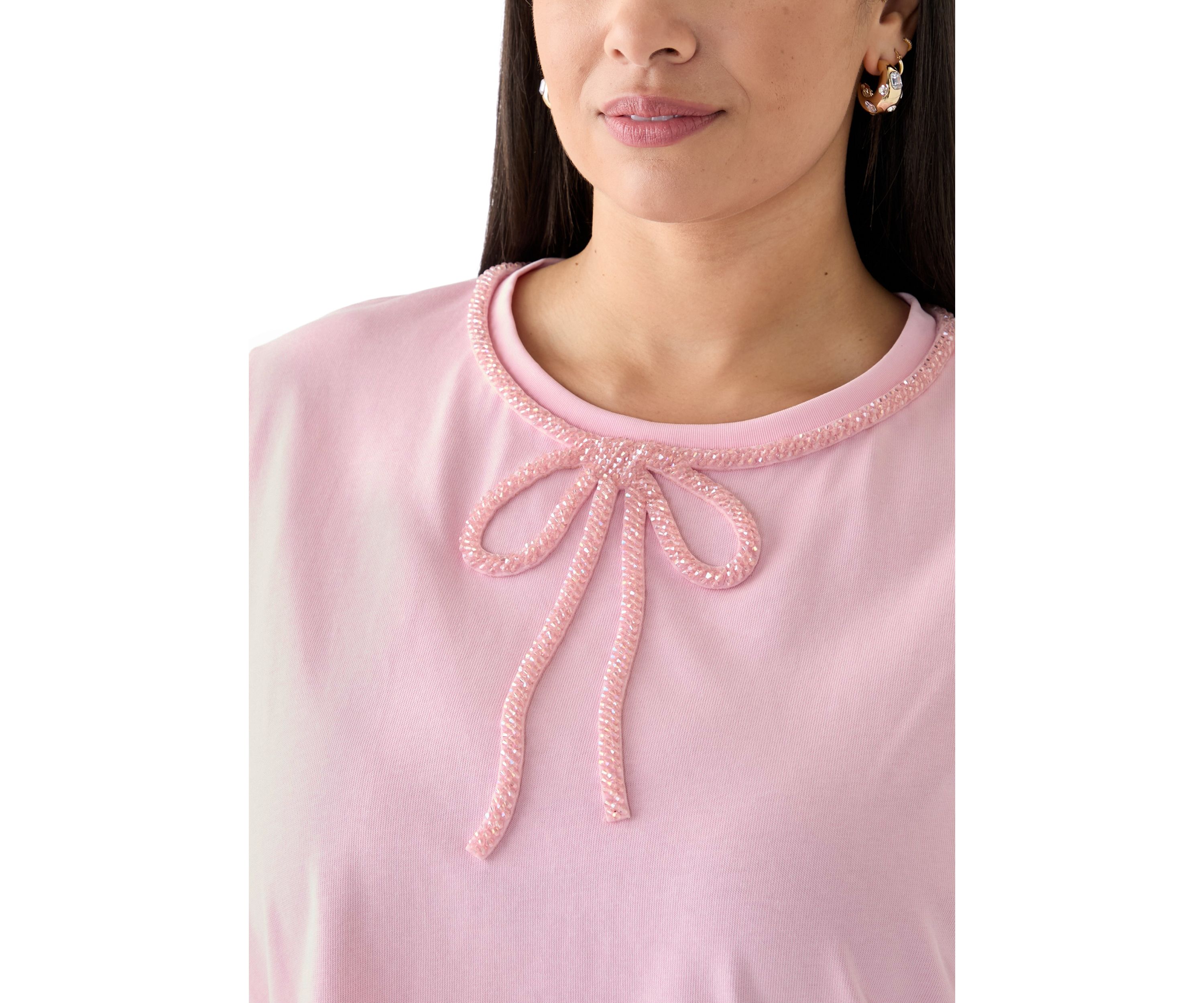 Plus Size Beaded Bow T-Shirt