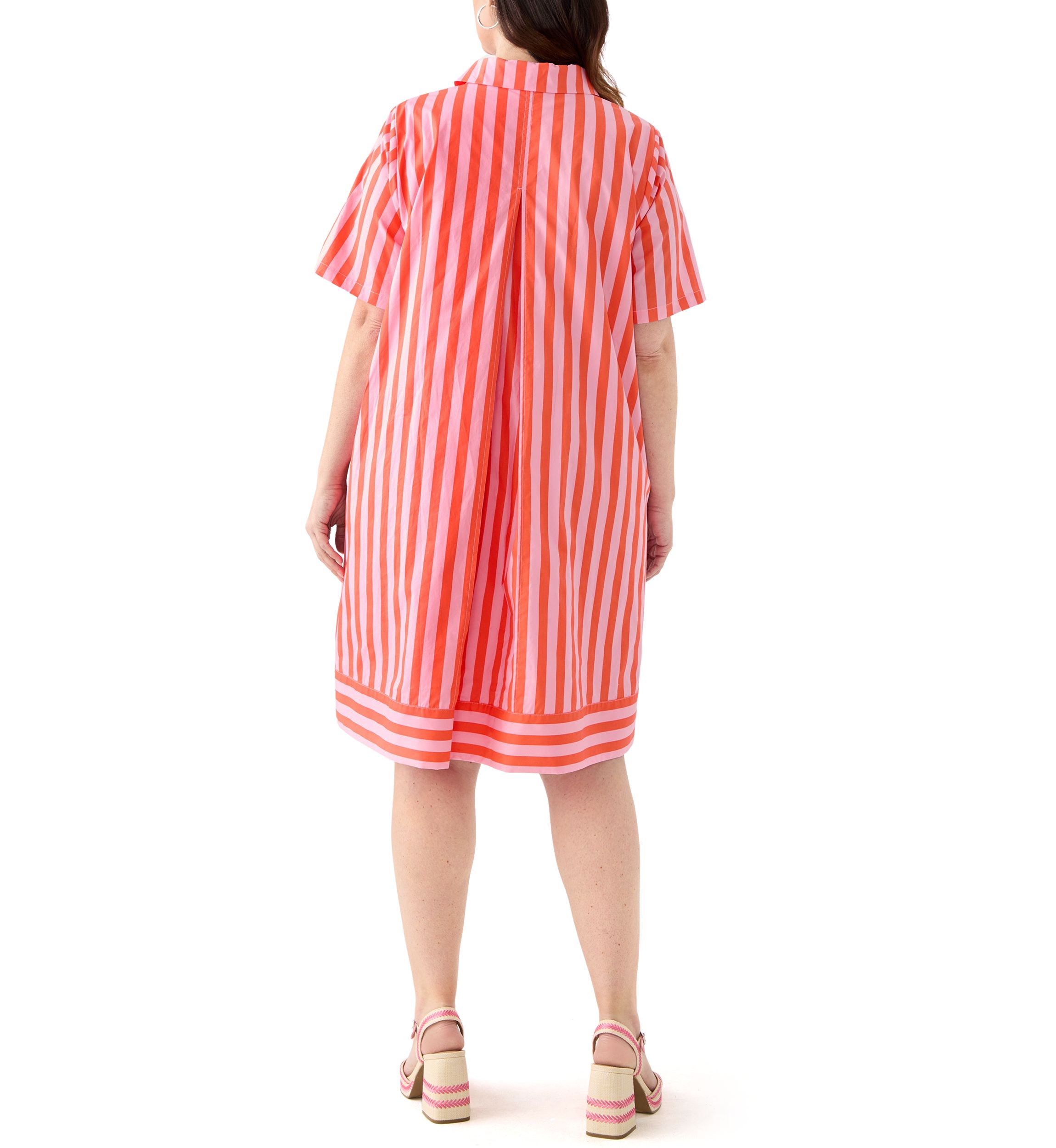 Plus Size Striped Jacquard Mini Shirtdress