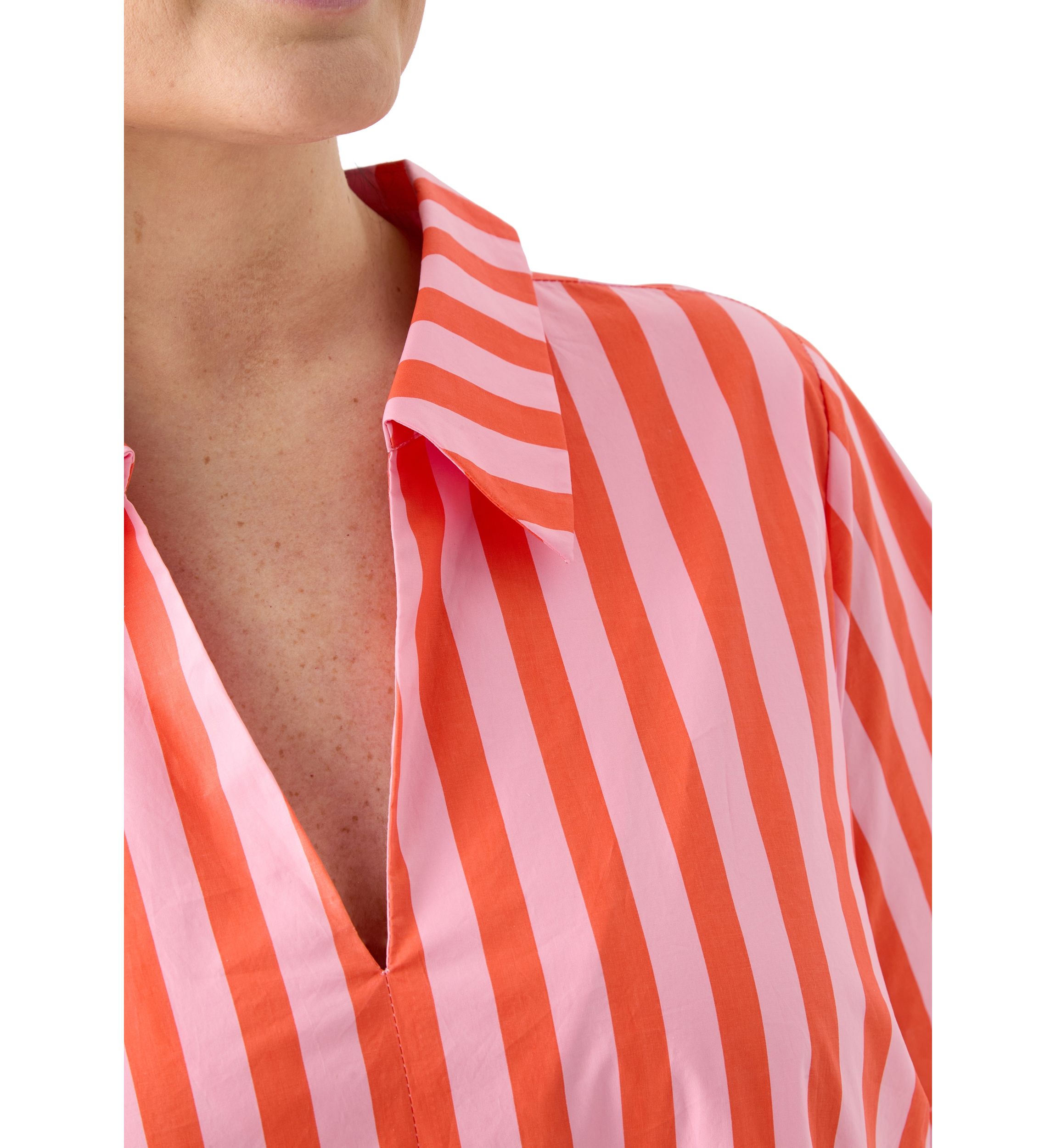 Plus Size Striped Jacquard Mini Shirtdress
