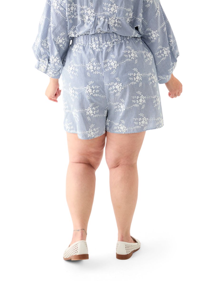 Plus Size Embroidery Stripe Shorts