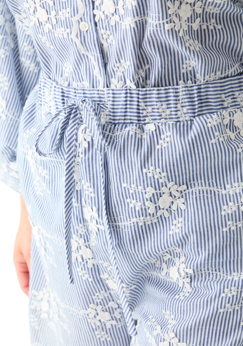 Plus Size Embroidery Stripe Shorts