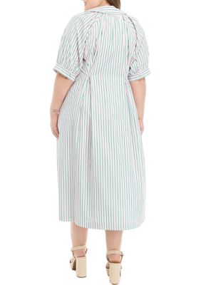 Plus Striped Midi Shirtdress