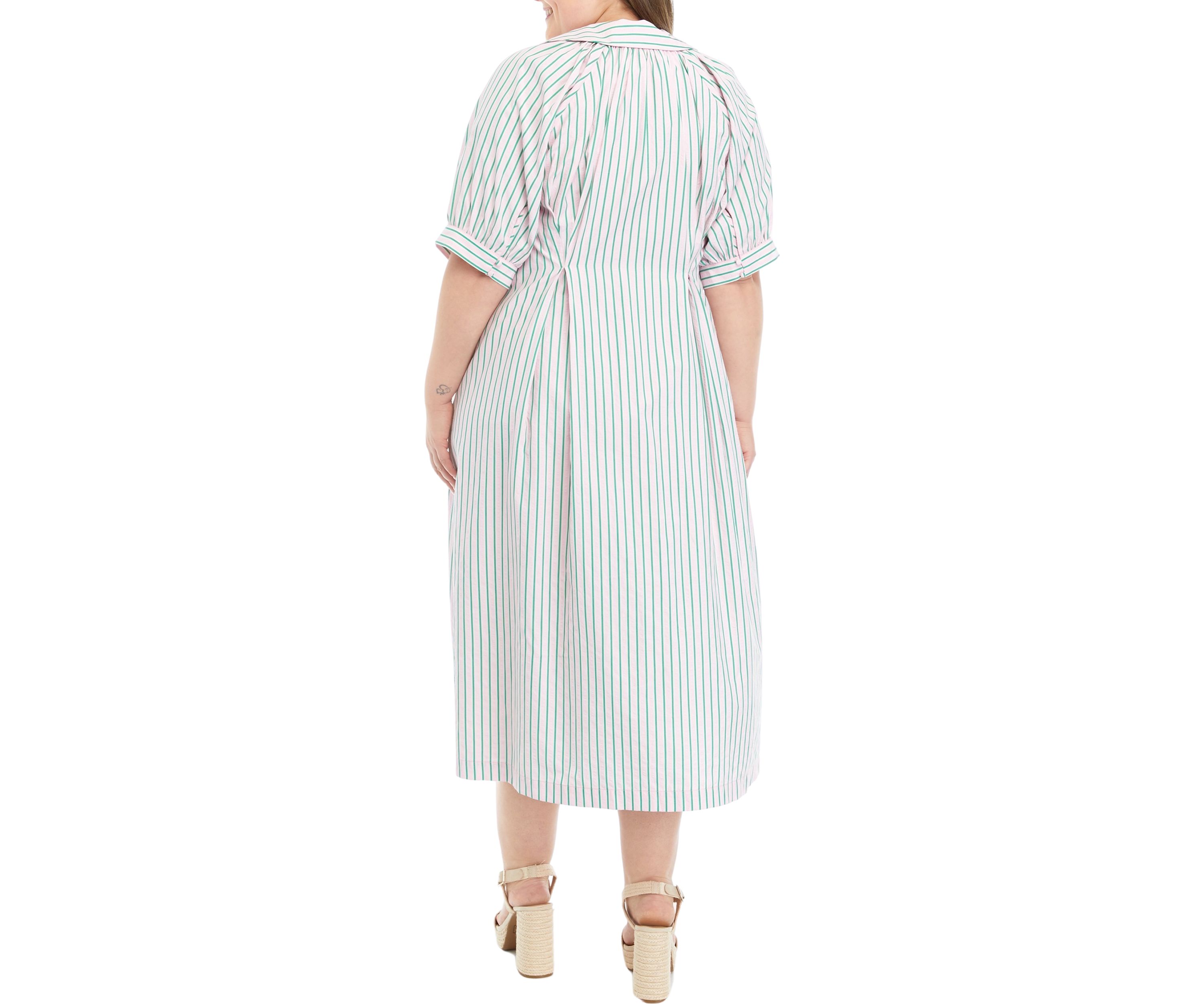 Plus Size Striped Midi Shirtdress