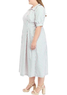 Plus Striped Midi Shirtdress