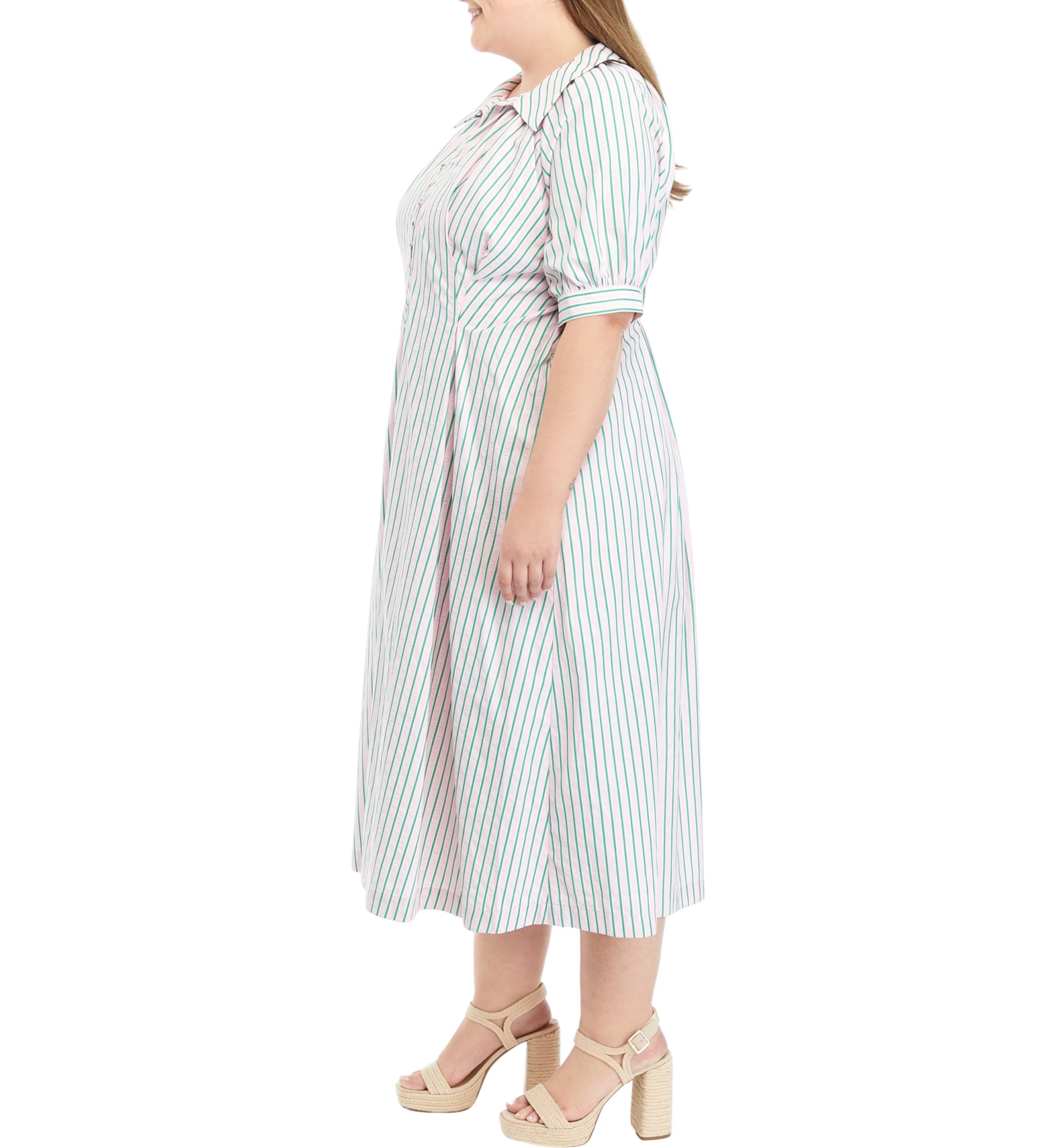 Plus Size Striped Midi Shirtdress