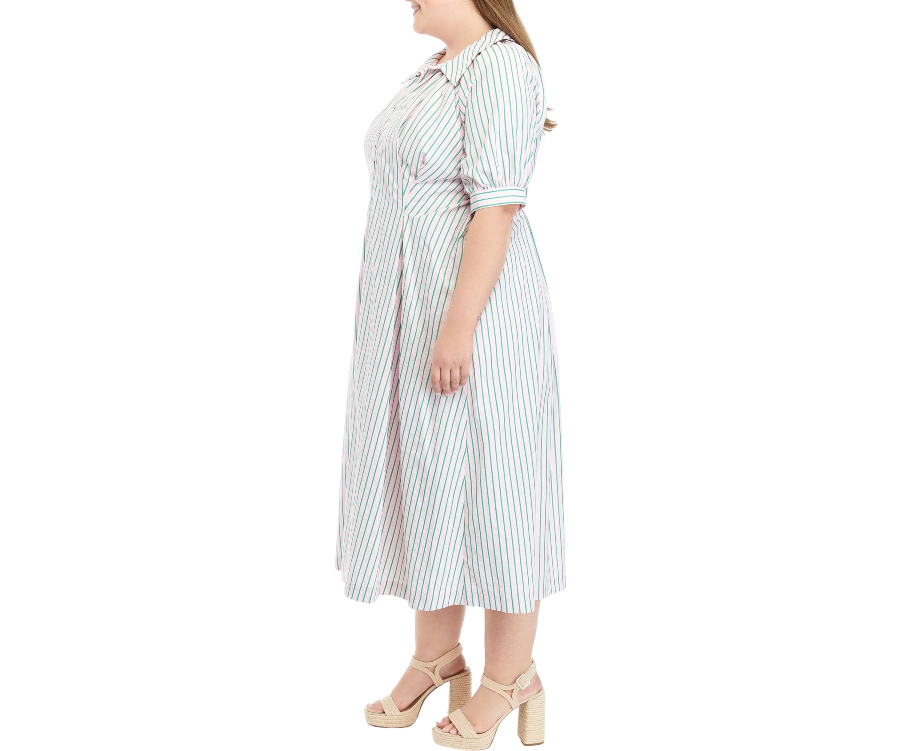 Plus Size Striped Midi Shirtdress