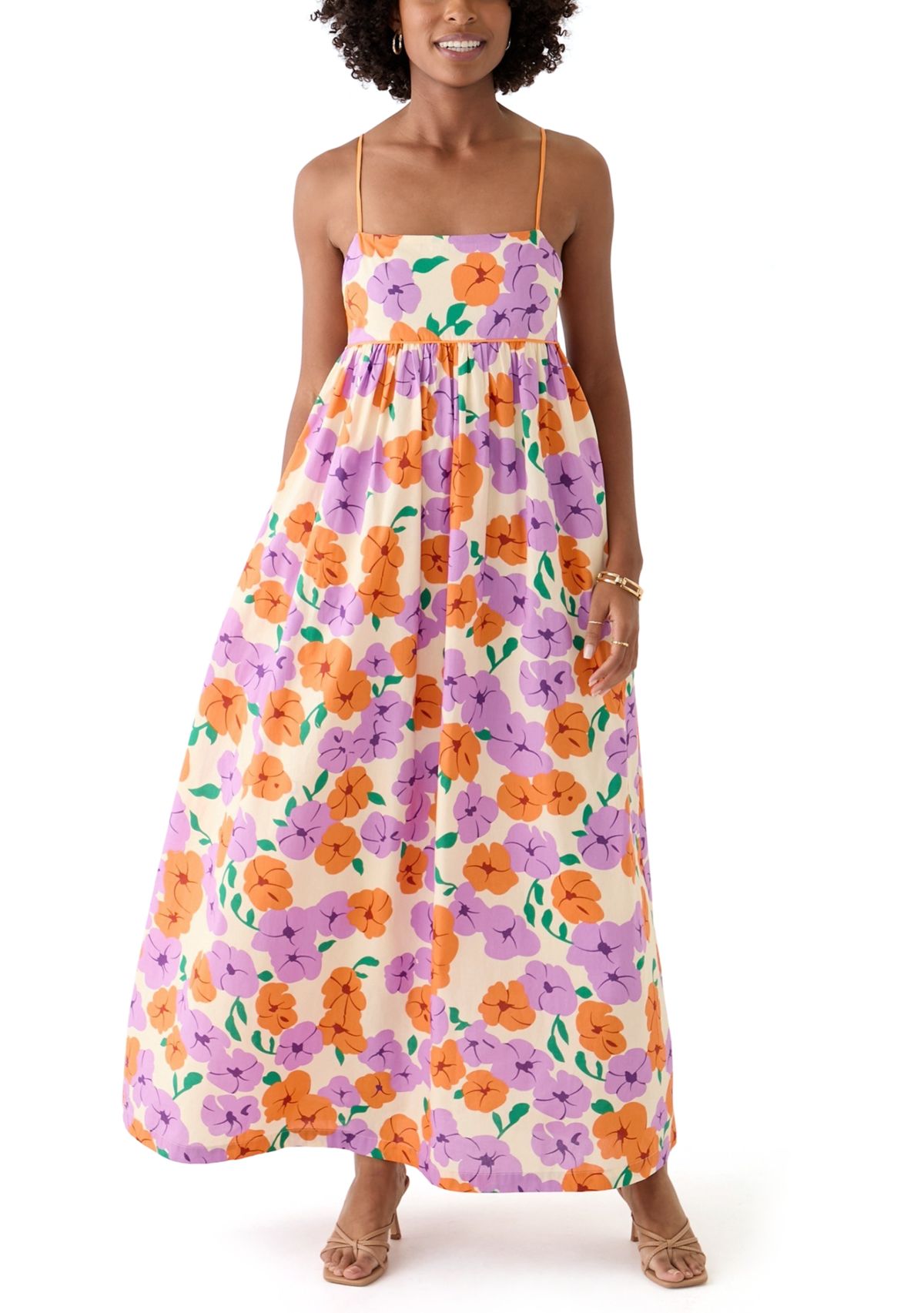Womens Printed Empire Waist Maxi Dress