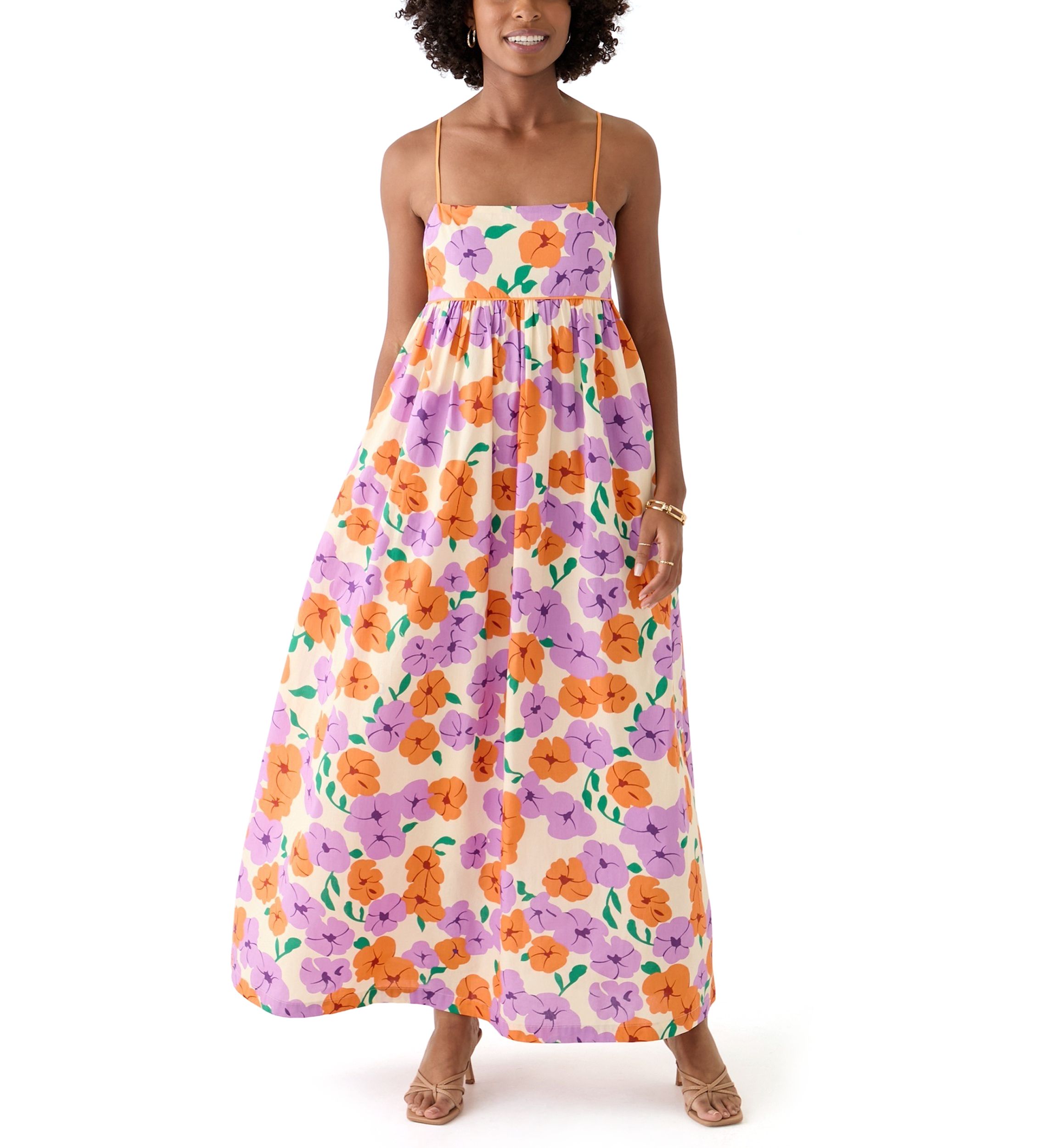 Womens Printed Empire Waist Maxi Dress