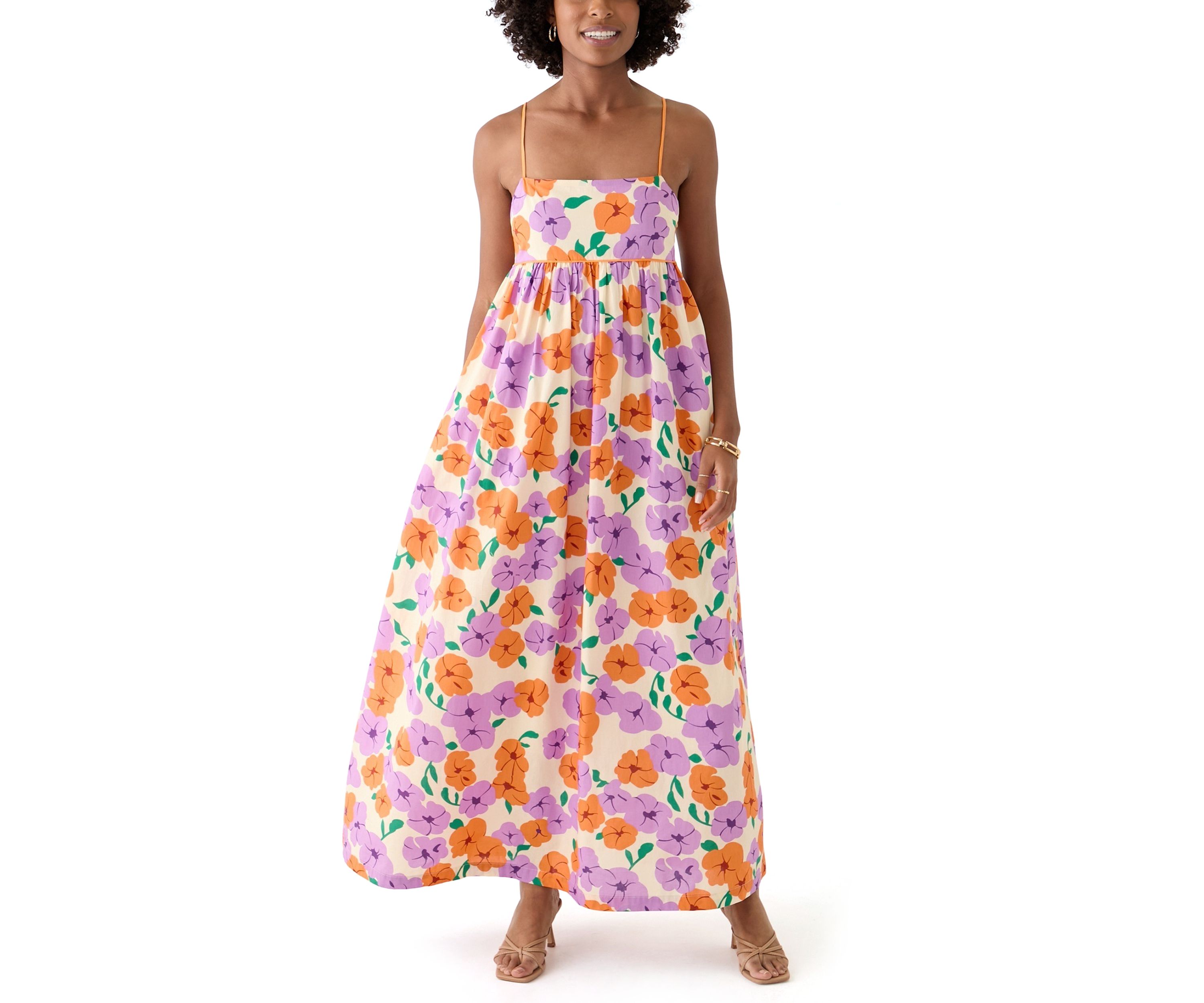 Womens Printed Empire Waist Maxi Dress