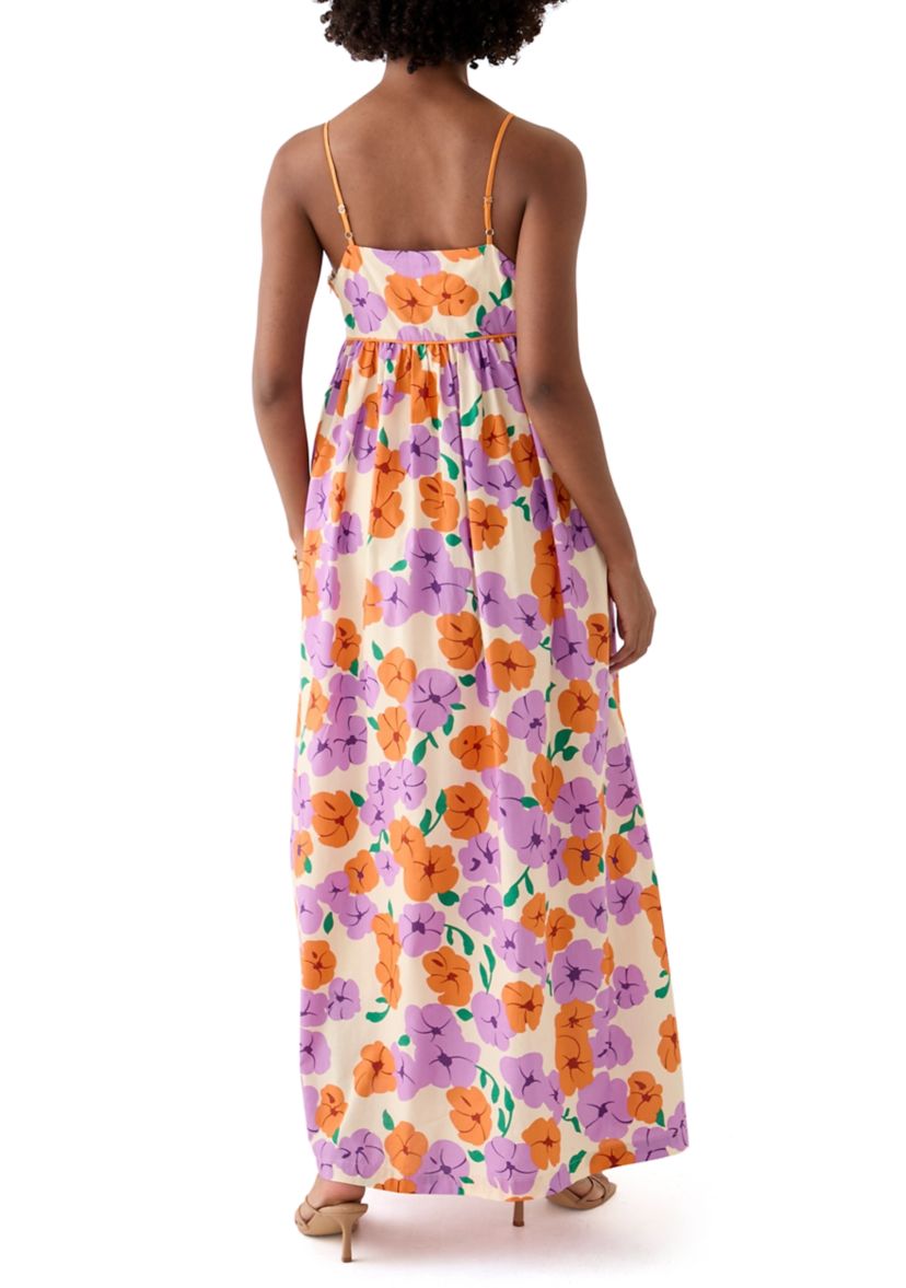 Womens Printed Empire Waist Maxi Dress