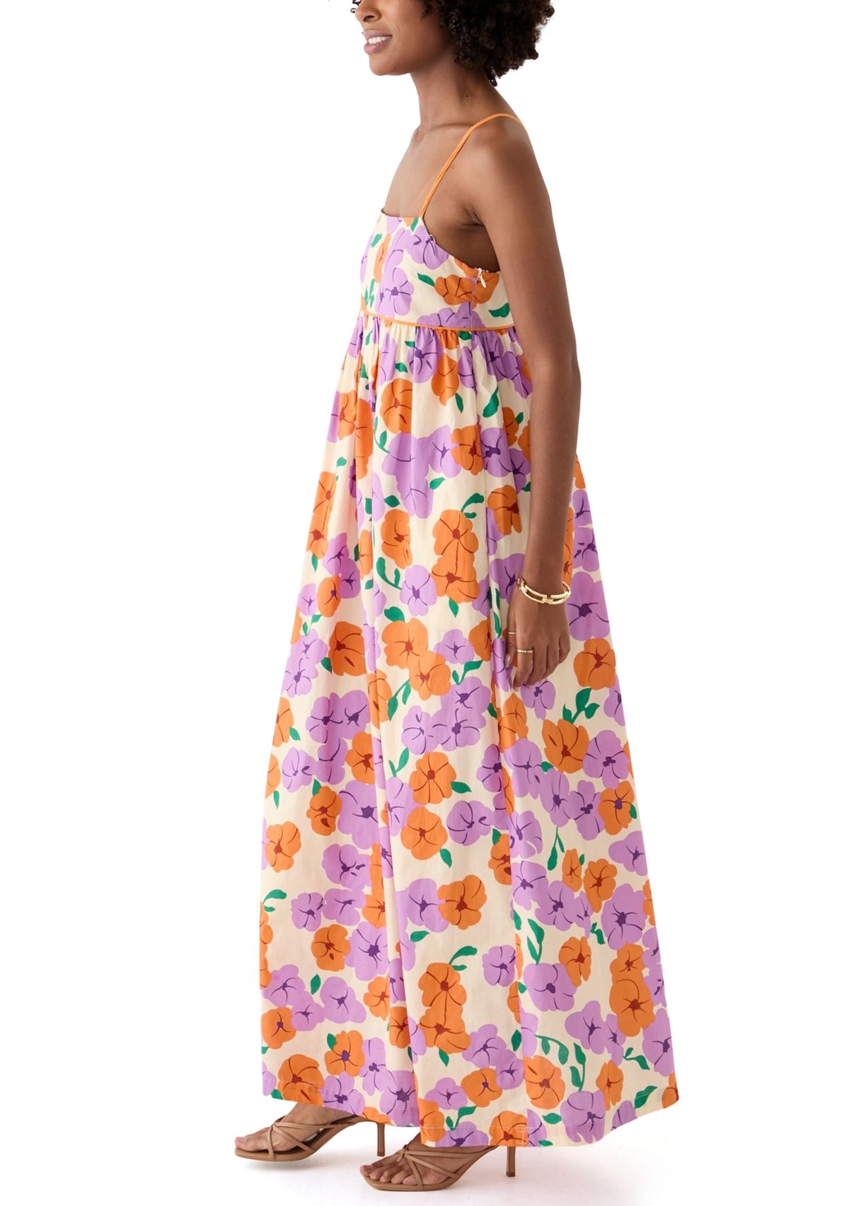 Womens Printed Empire Waist Maxi Dress