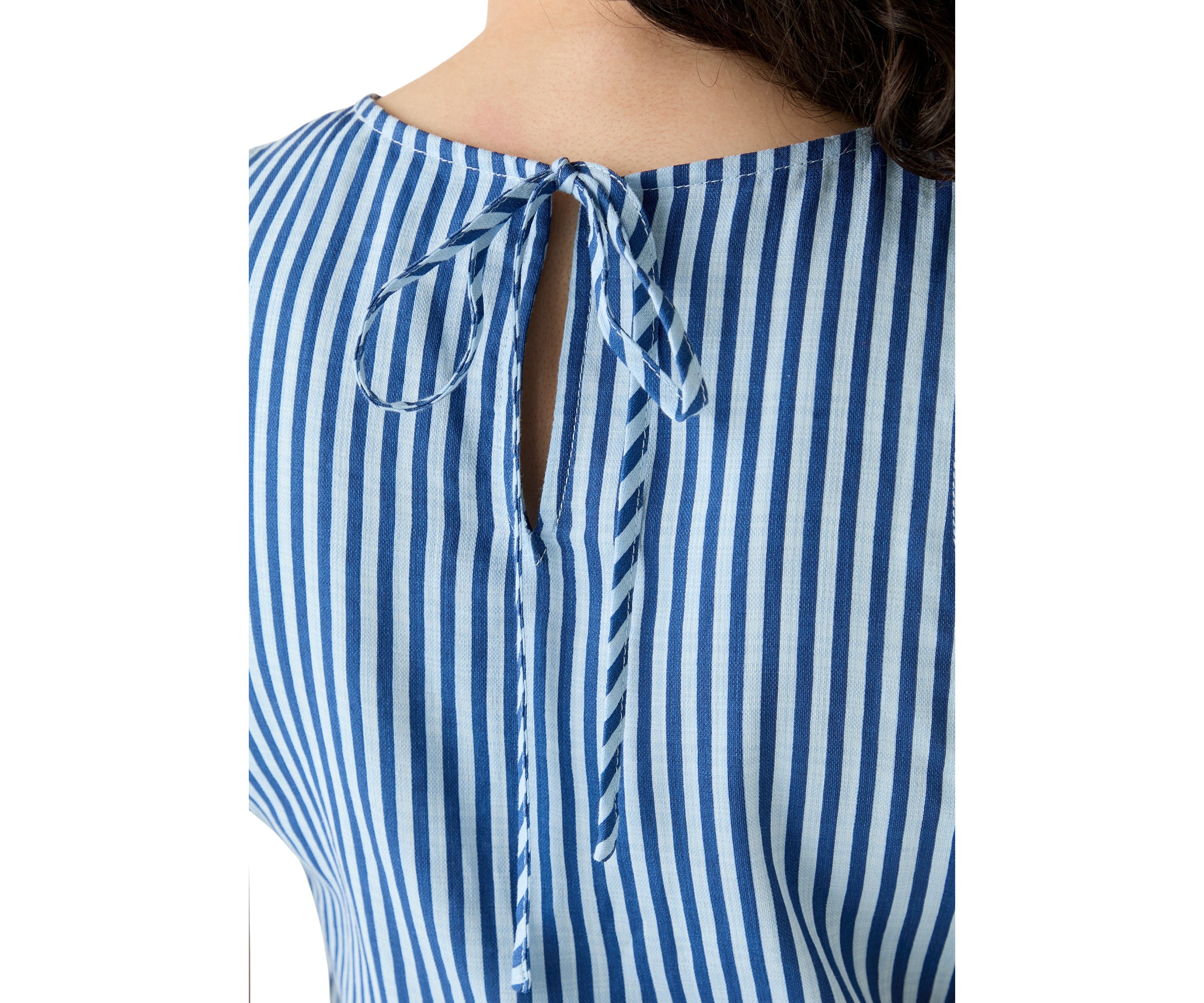 Womens Sleeveless Striped Peplum Top