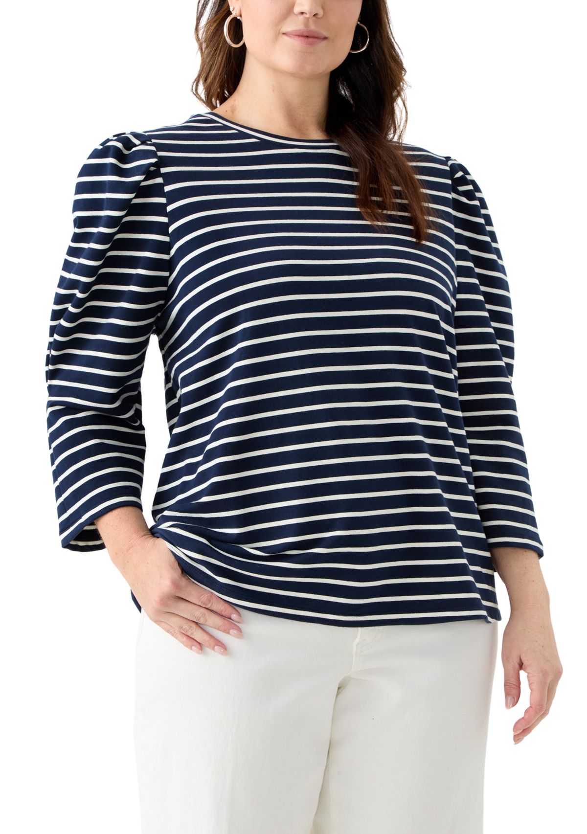 Plus Size Stripe Long Sleeve T-Shirt