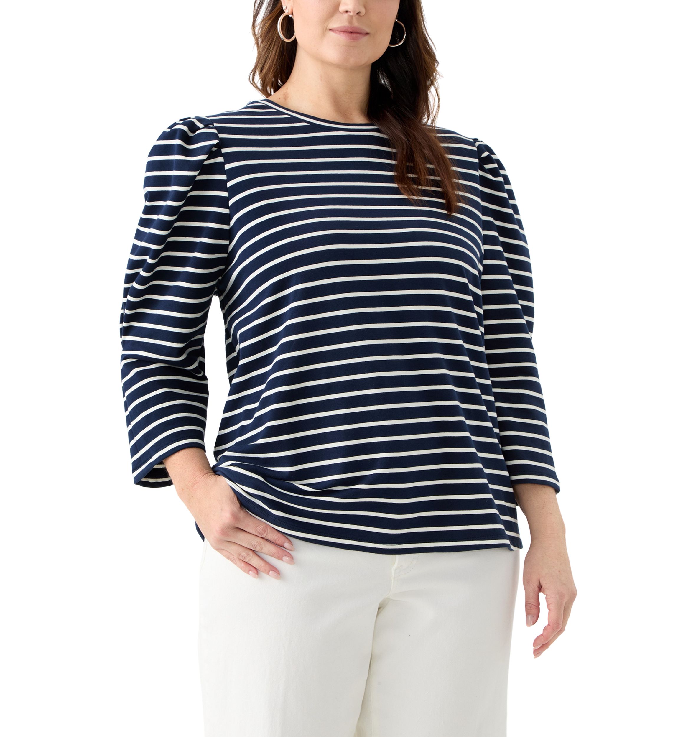 Plus Size Stripe Long Sleeve T-Shirt