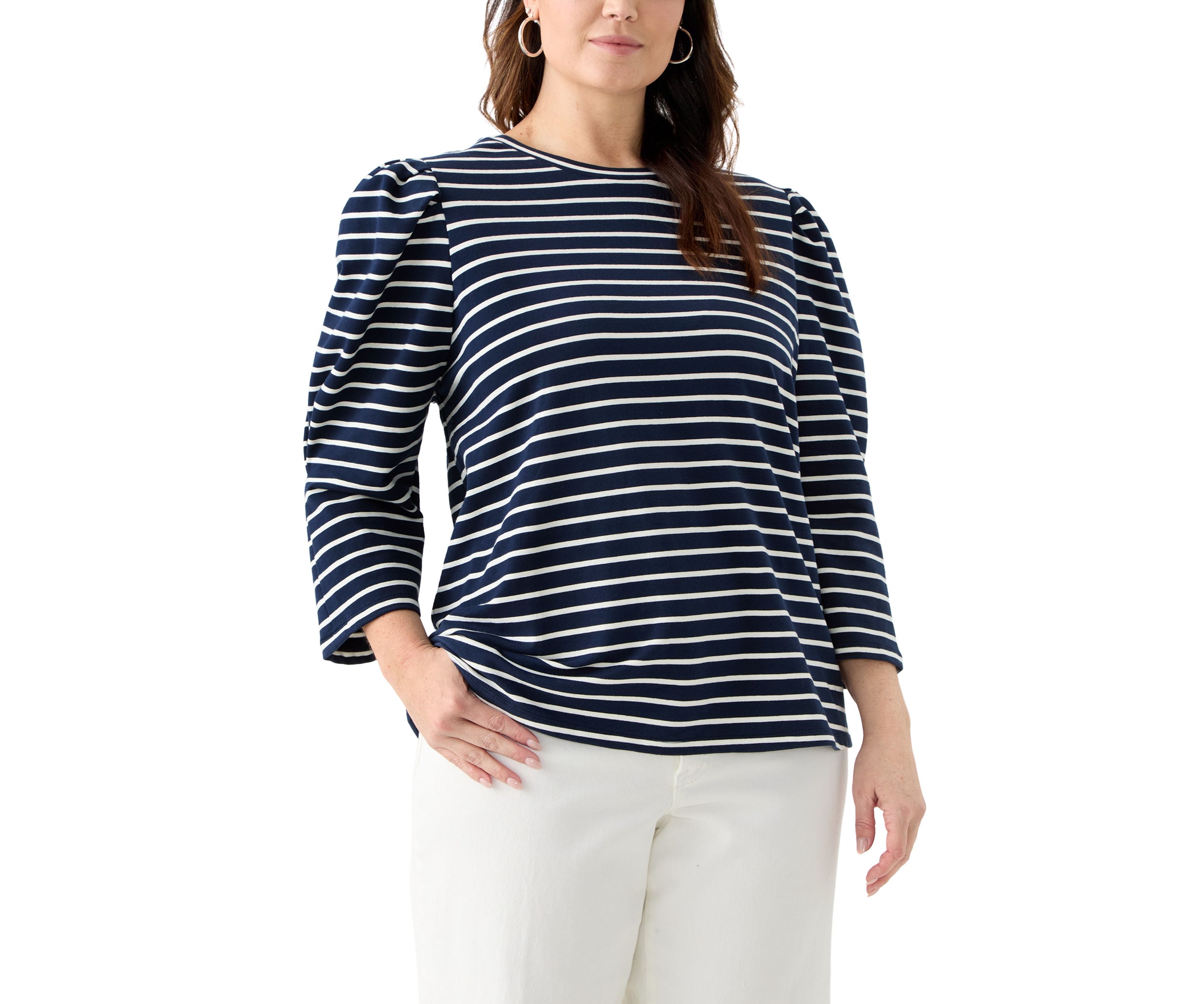 Plus Size Stripe Long Sleeve T-Shirt