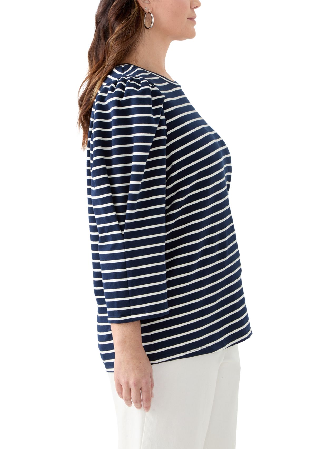 Plus Size Stripe Long Sleeve T-Shirt