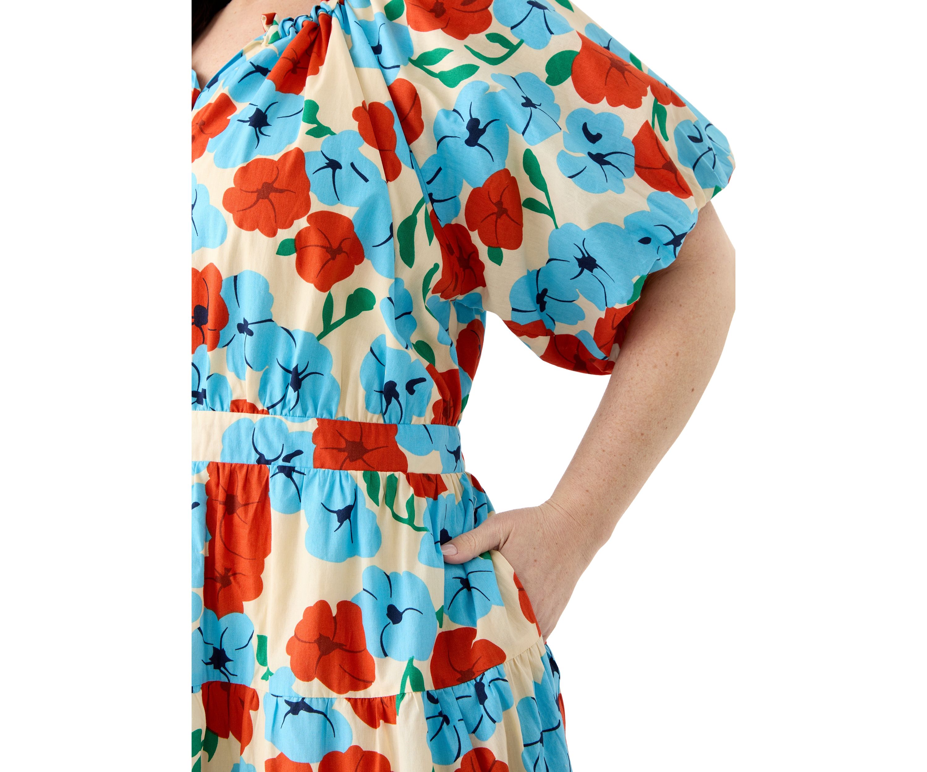 Plus Size Button Down Puff Sleeve Maxi Dress
