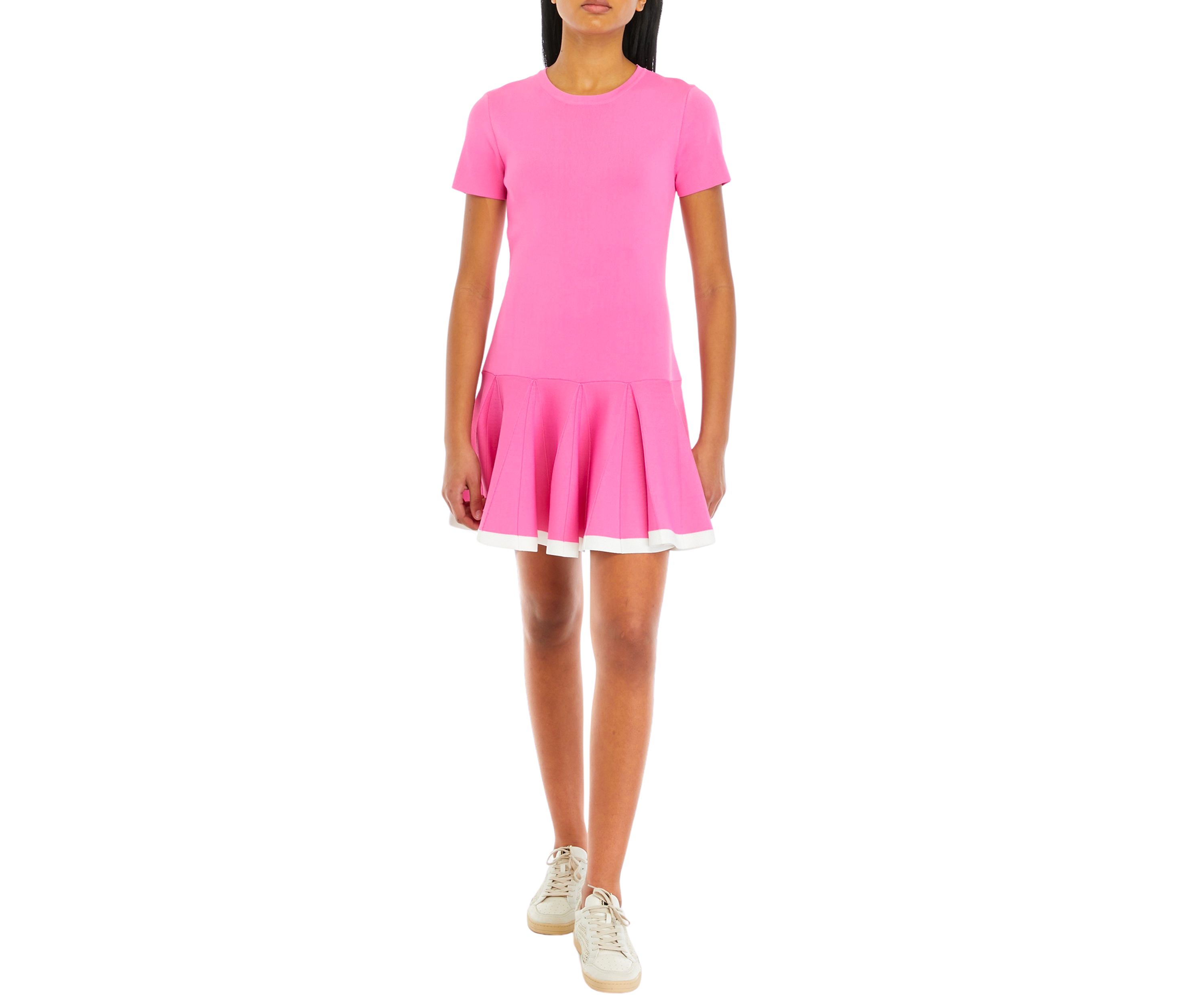 Womens Pleated Mini Knit Dress