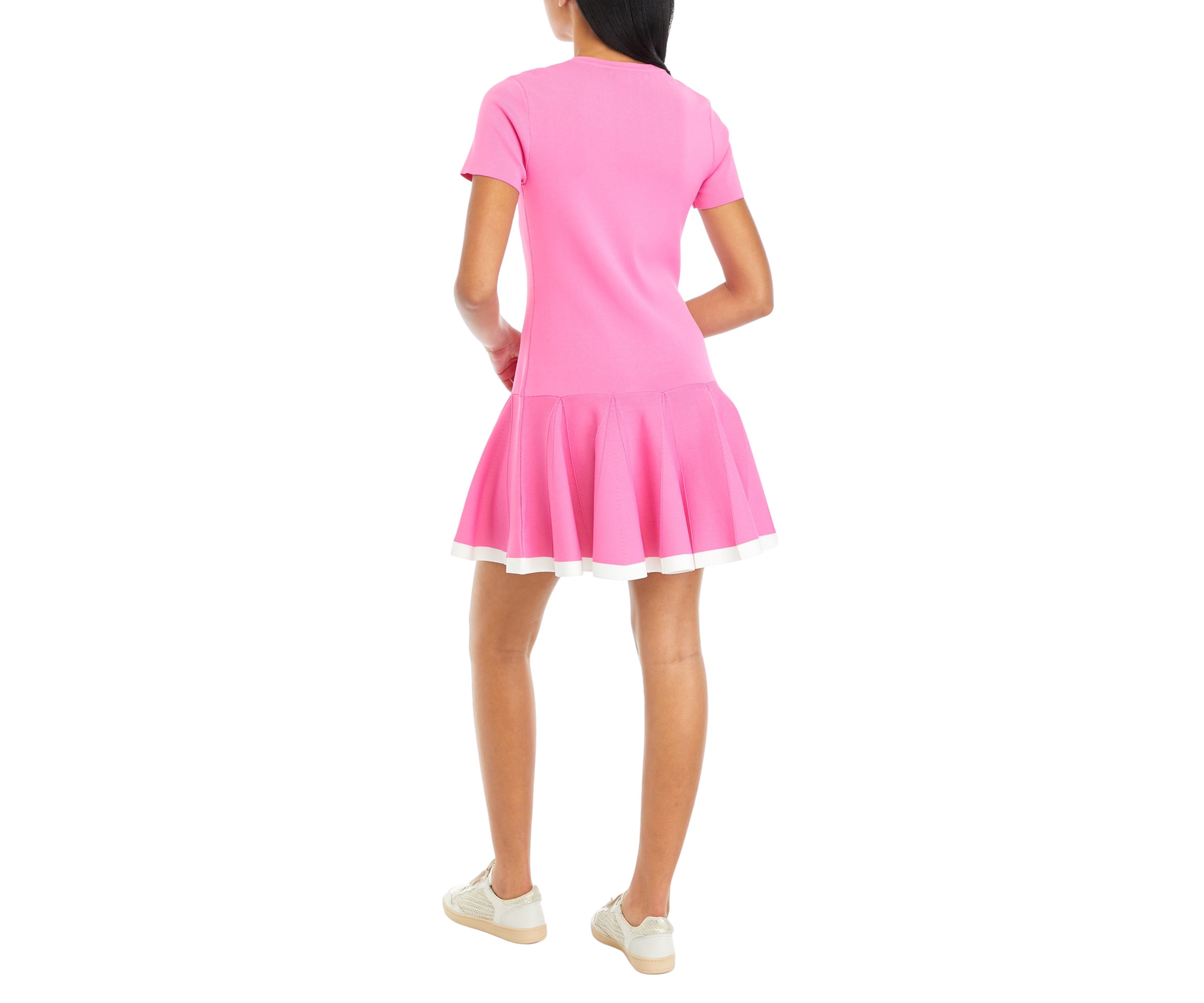 Womens Pleated Mini Knit Dress