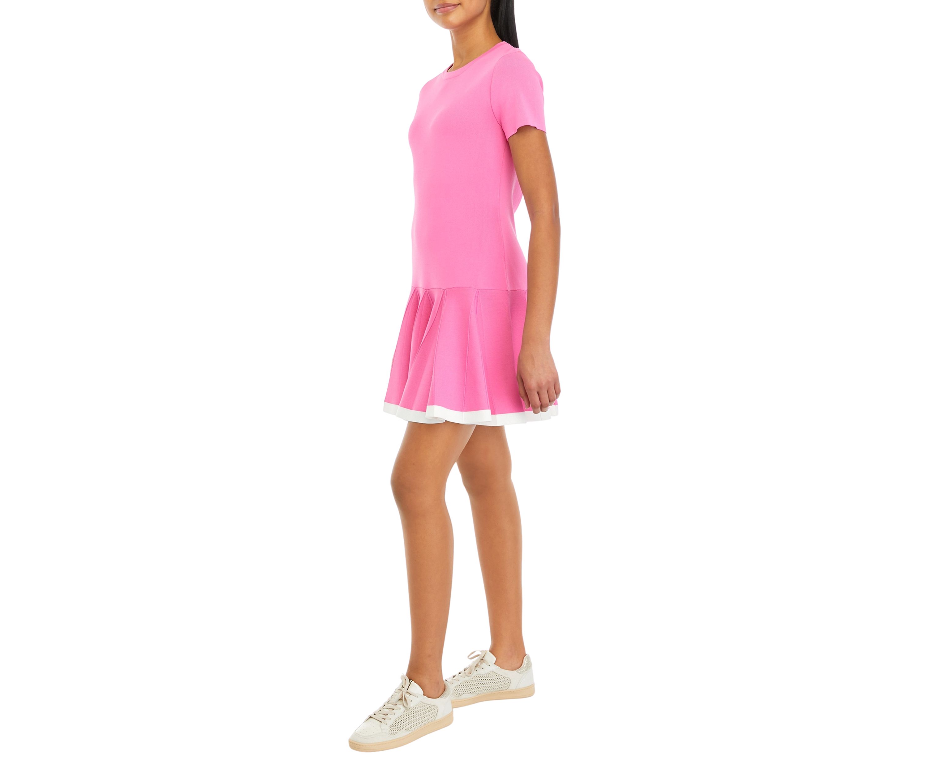 Womens Pleated Mini Knit Dress