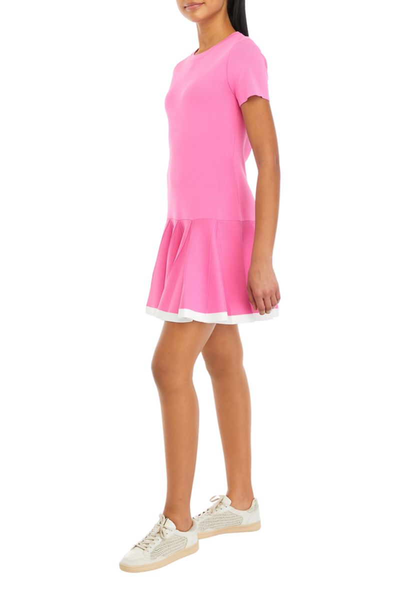 Womens Pleated Mini Knit Dress