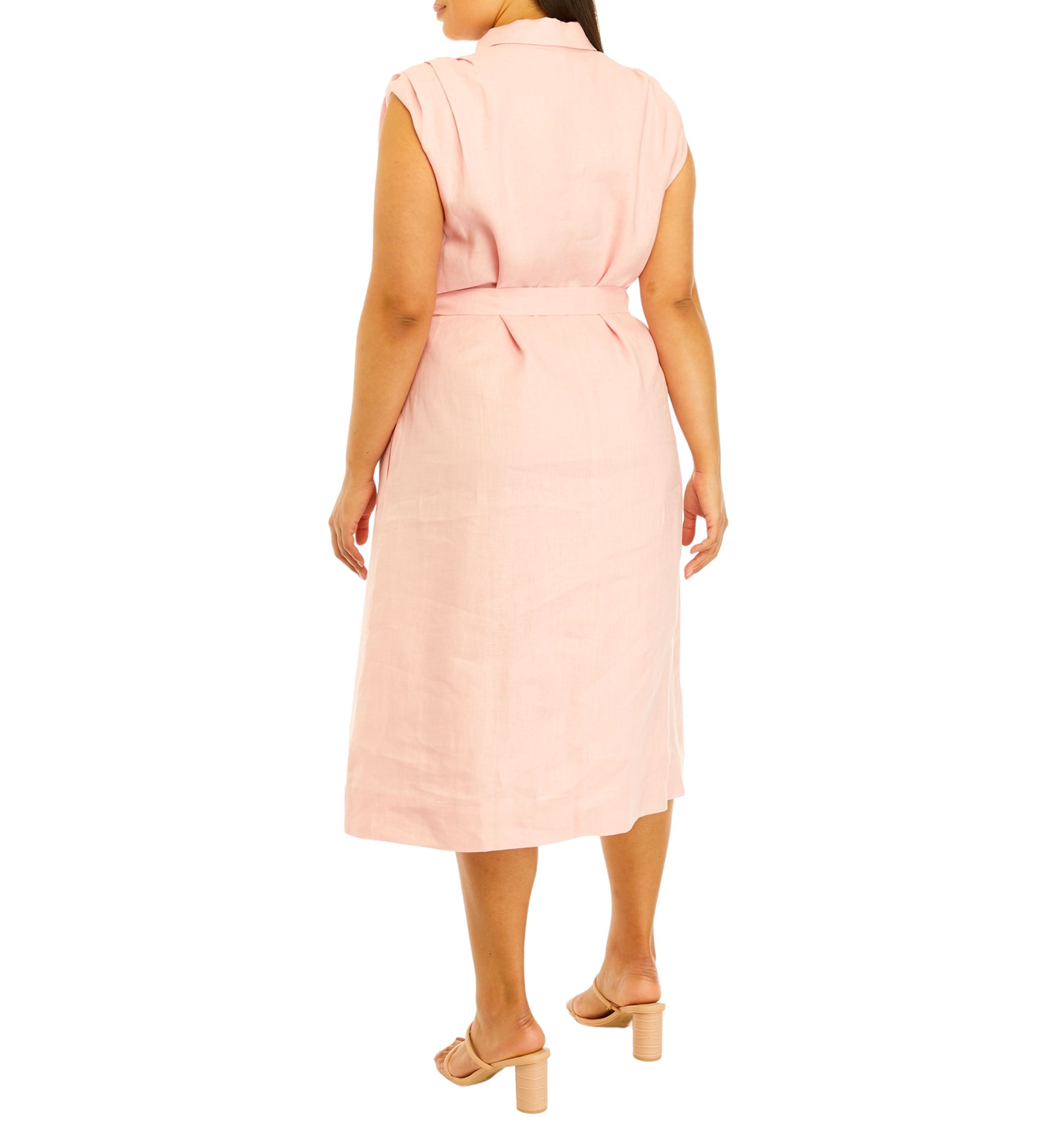 Plus Size Linen Mini Shirtdress