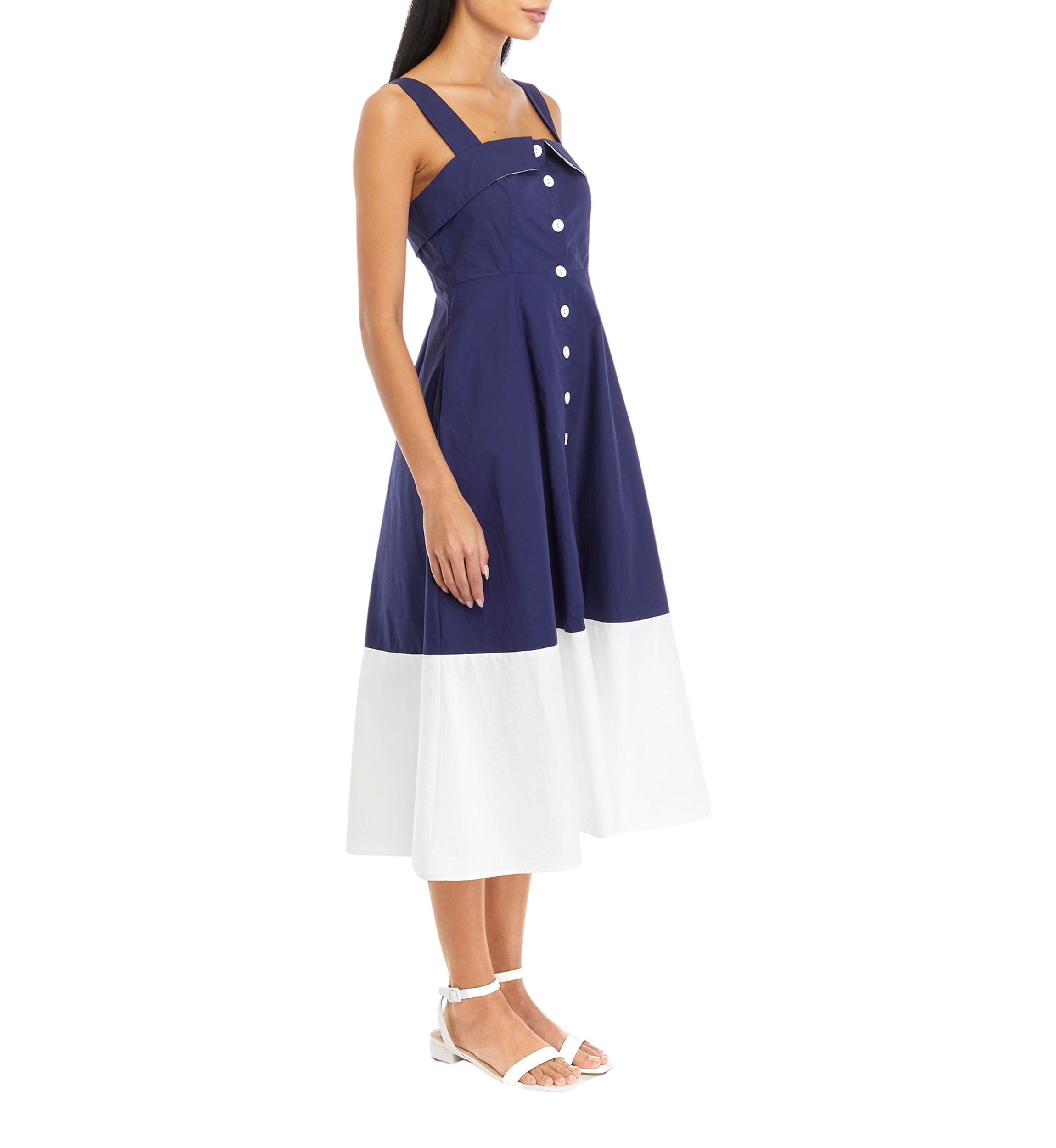 Womens Color Blocked Midi Dress