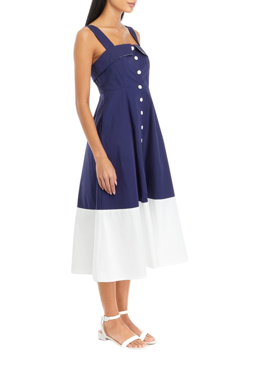Womens Color Blocked Midi Dress