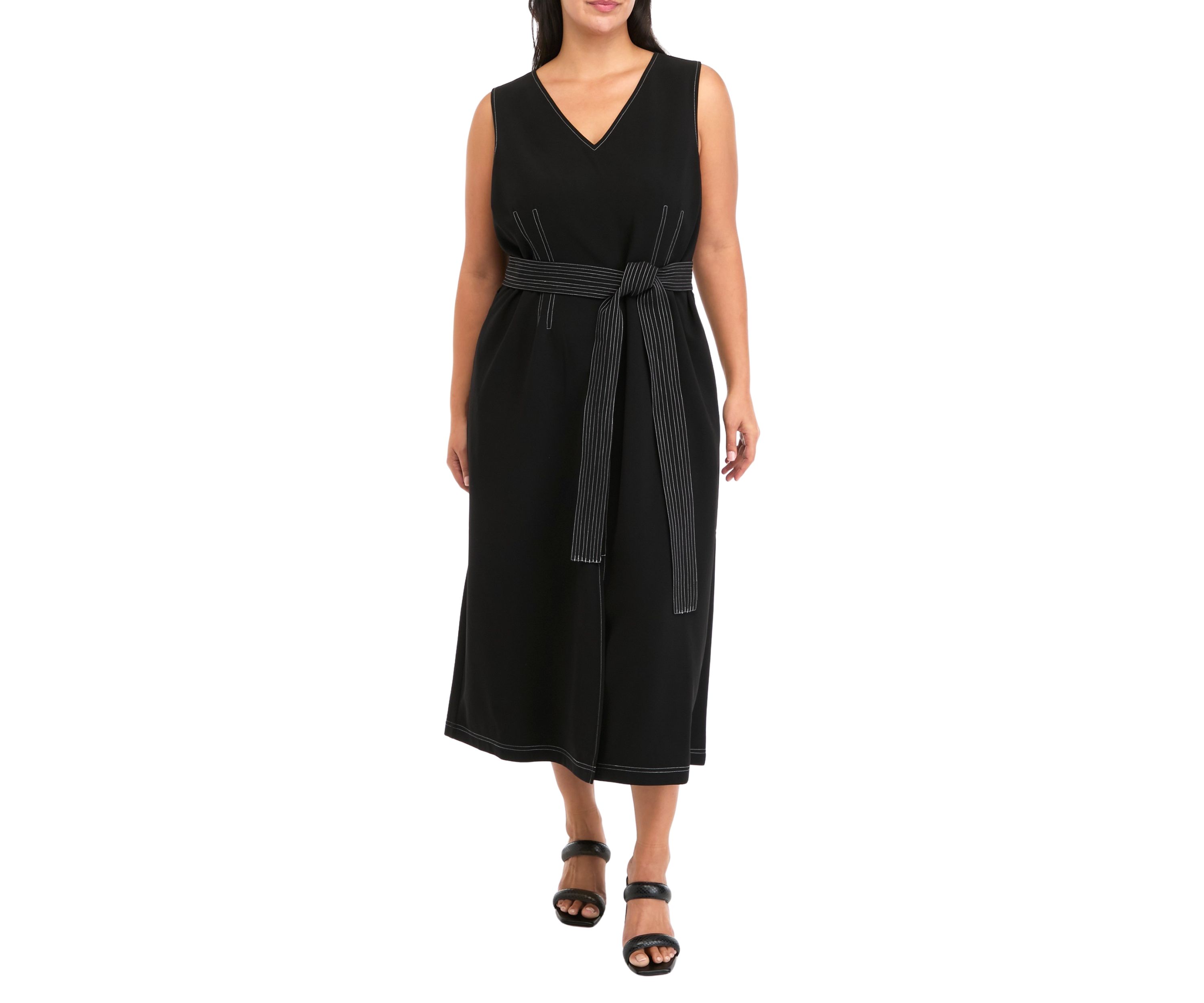 Plus Size Stitch Detail Midi Dress