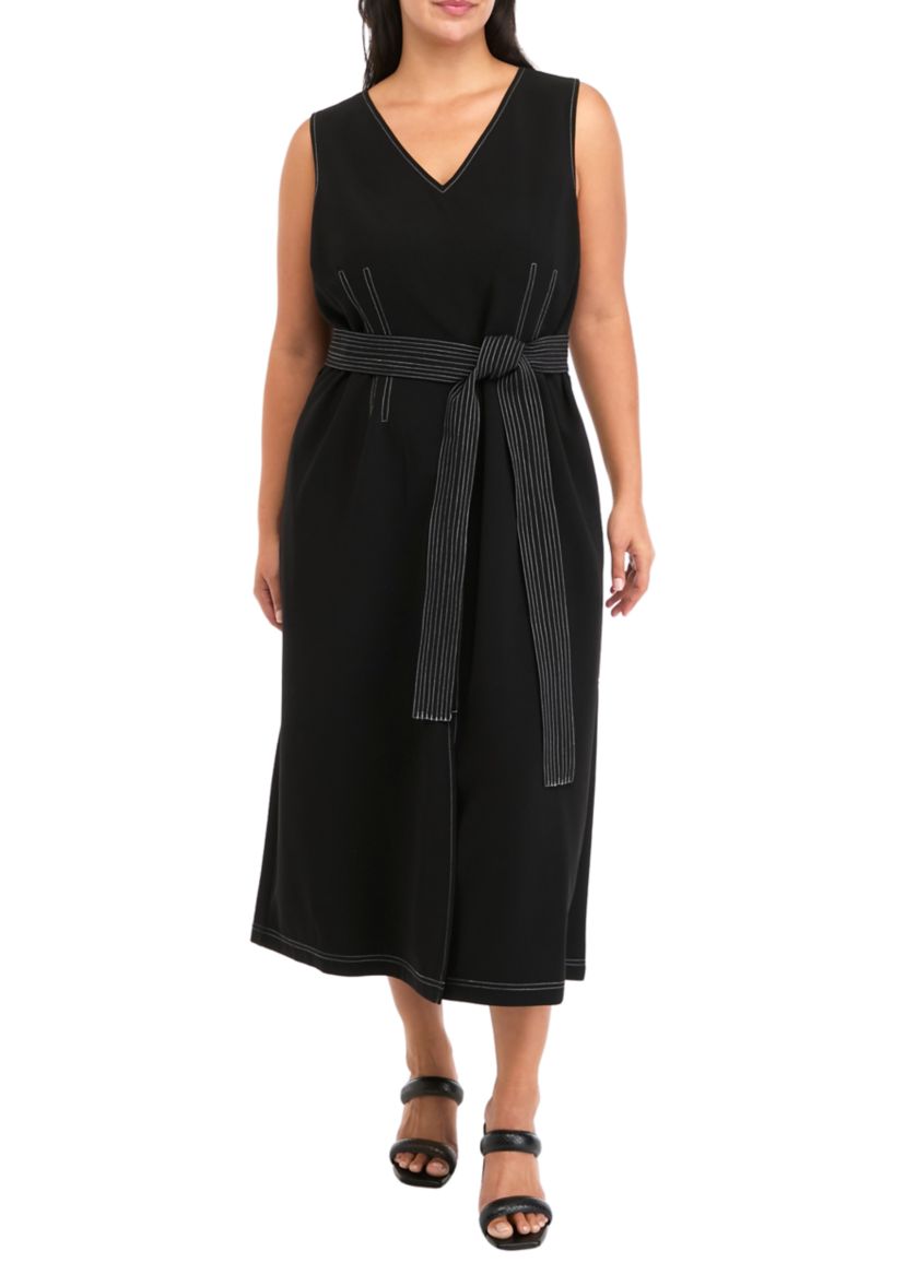 Plus Size Stitch Detail Midi Dress