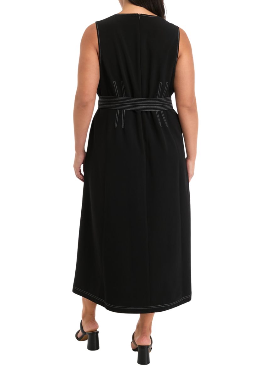 Plus Size Stitch Detail Midi Dress