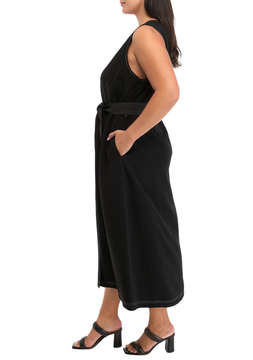 Plus Size Stitch Detail Midi Dress