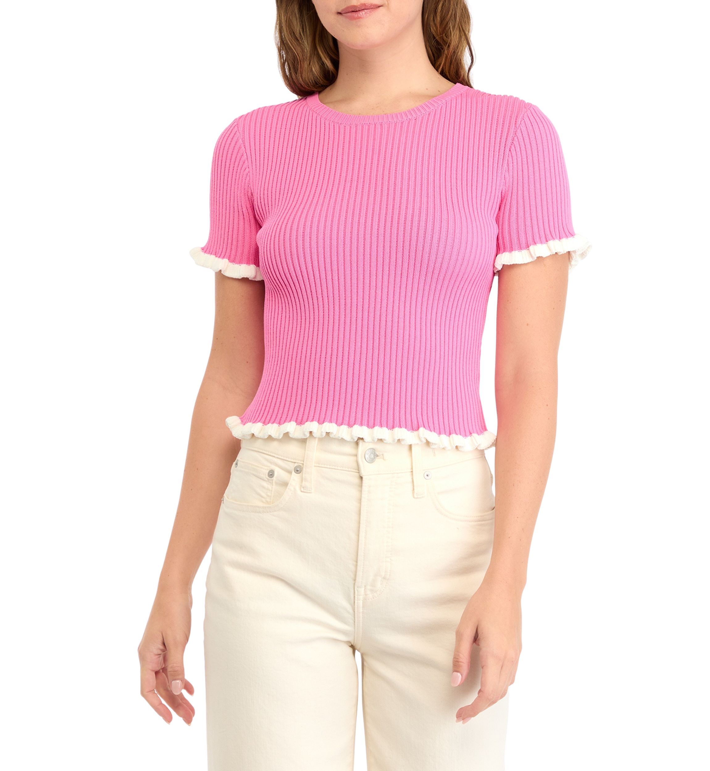Womens Ruffle Detailed Knit Top