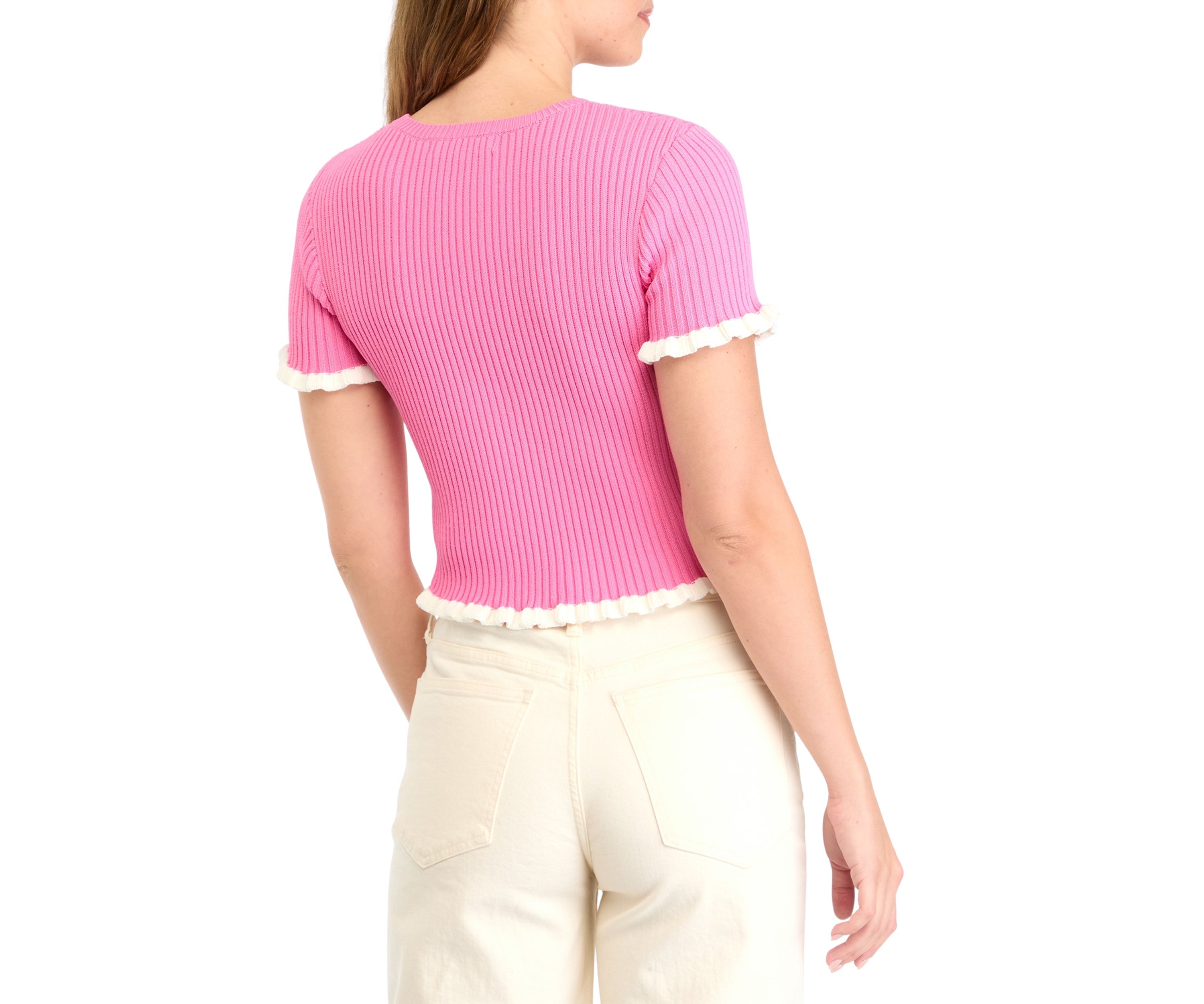 Womens Ruffle Detailed Knit Top