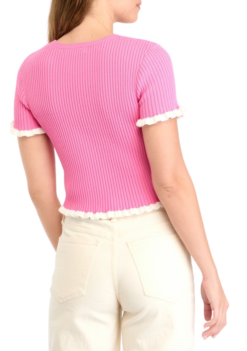 Womens Ruffle Detailed Knit Top