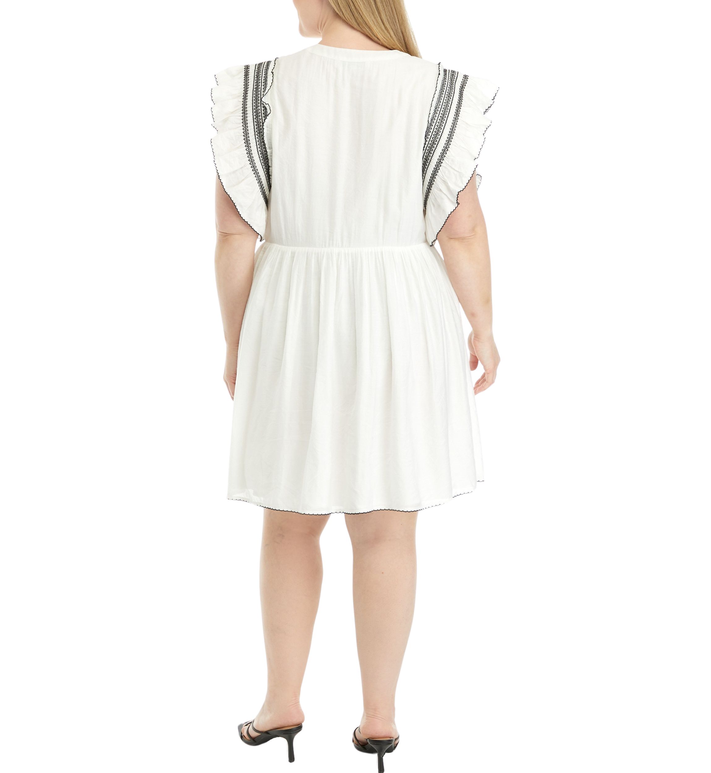  Plus Size Smocked Ruffled Top with Scallop Hem 