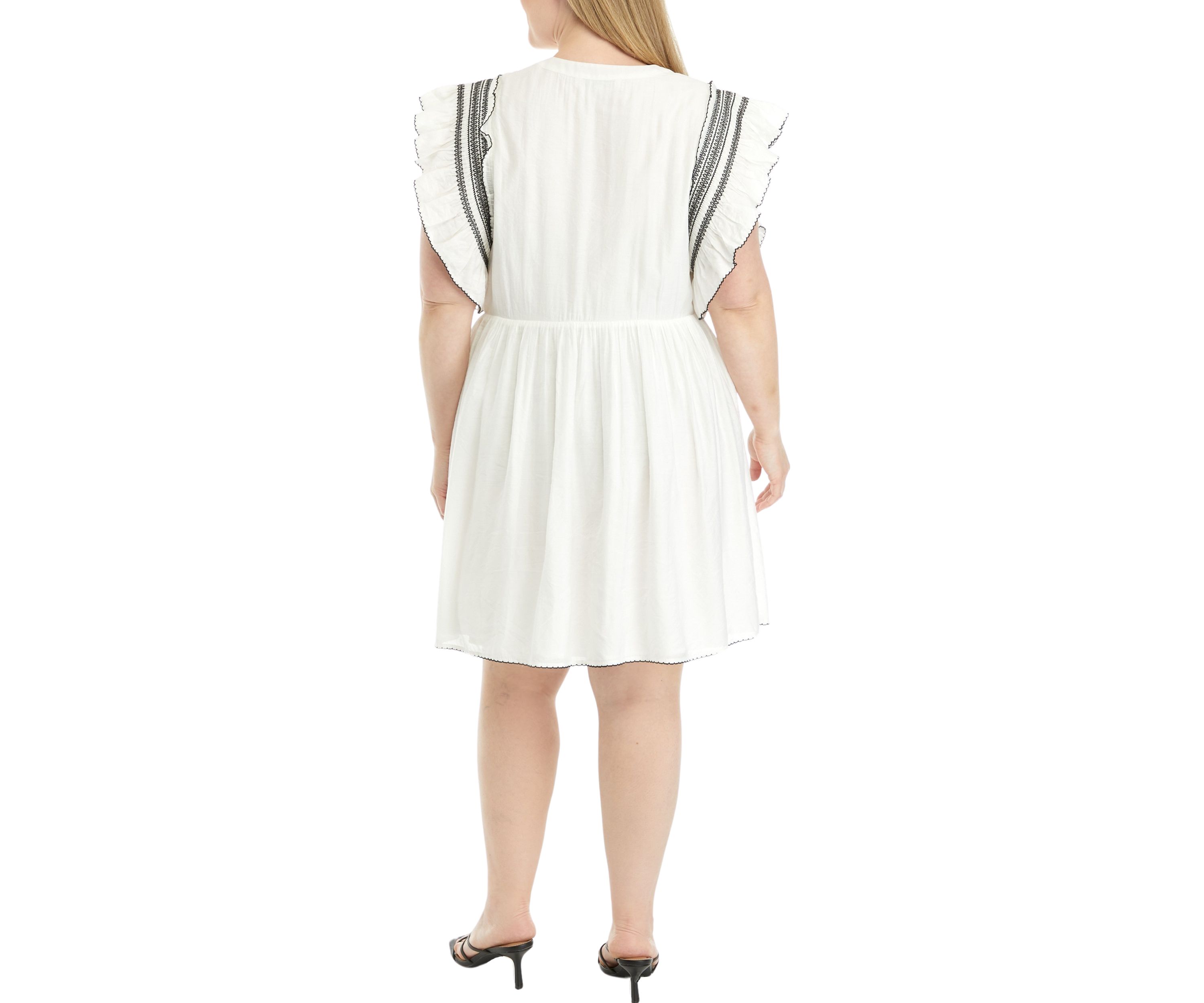  Plus Size Smocked Ruffled Top with Scallop Hem 