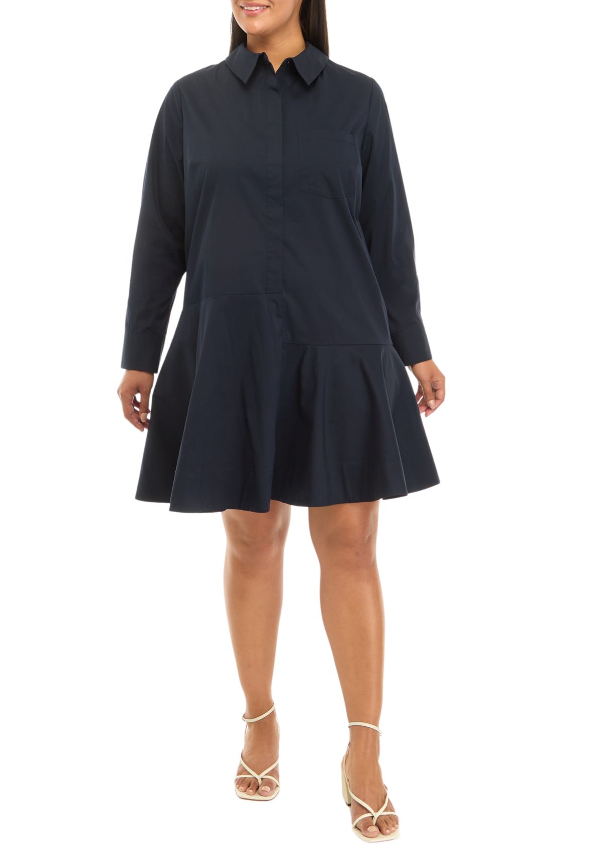 Plus Size Collar Flare Skirt Dress