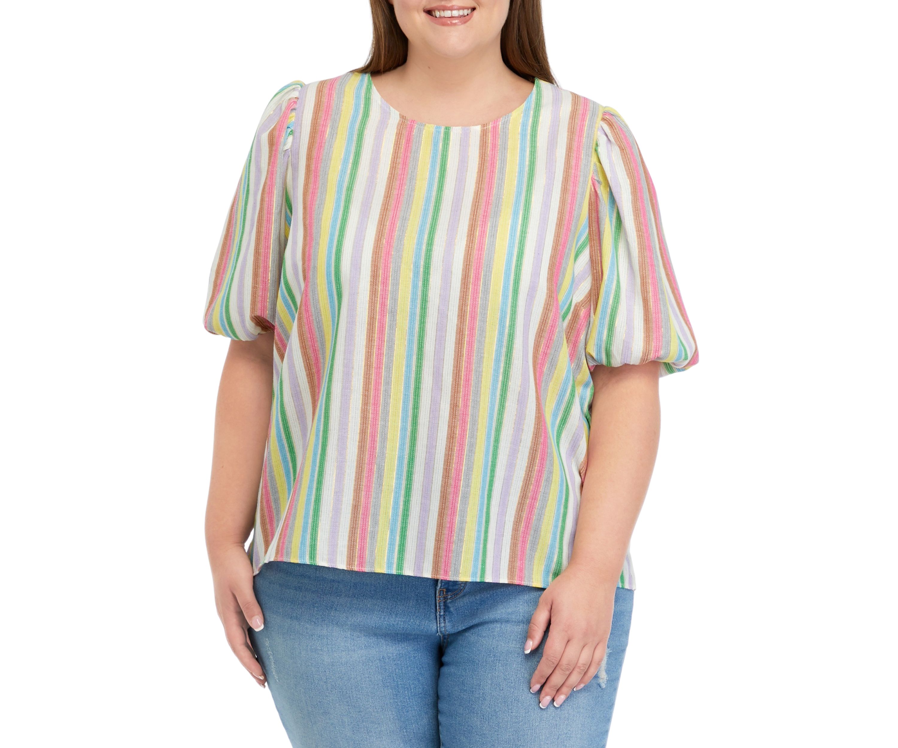 Plus Size Printed Puff Sleeve Top